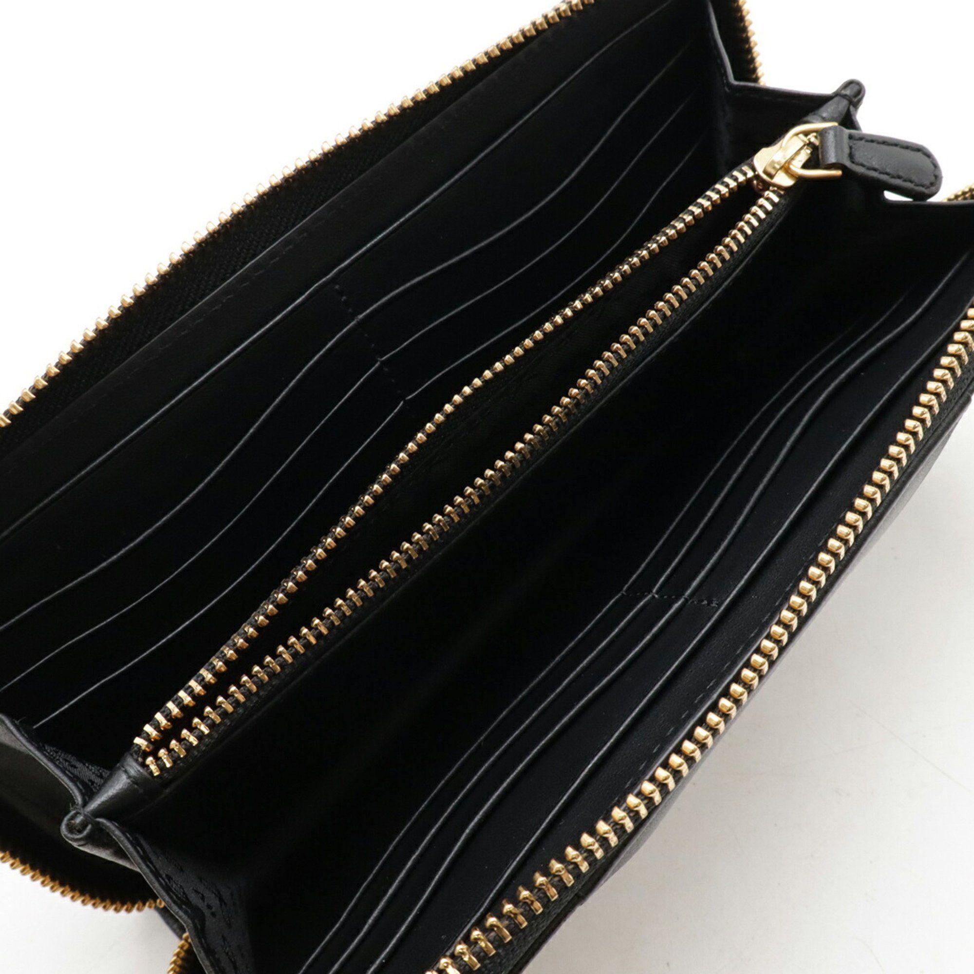 ANYA HINDMARCH Chubby Round Long Wallet in Leather, Black