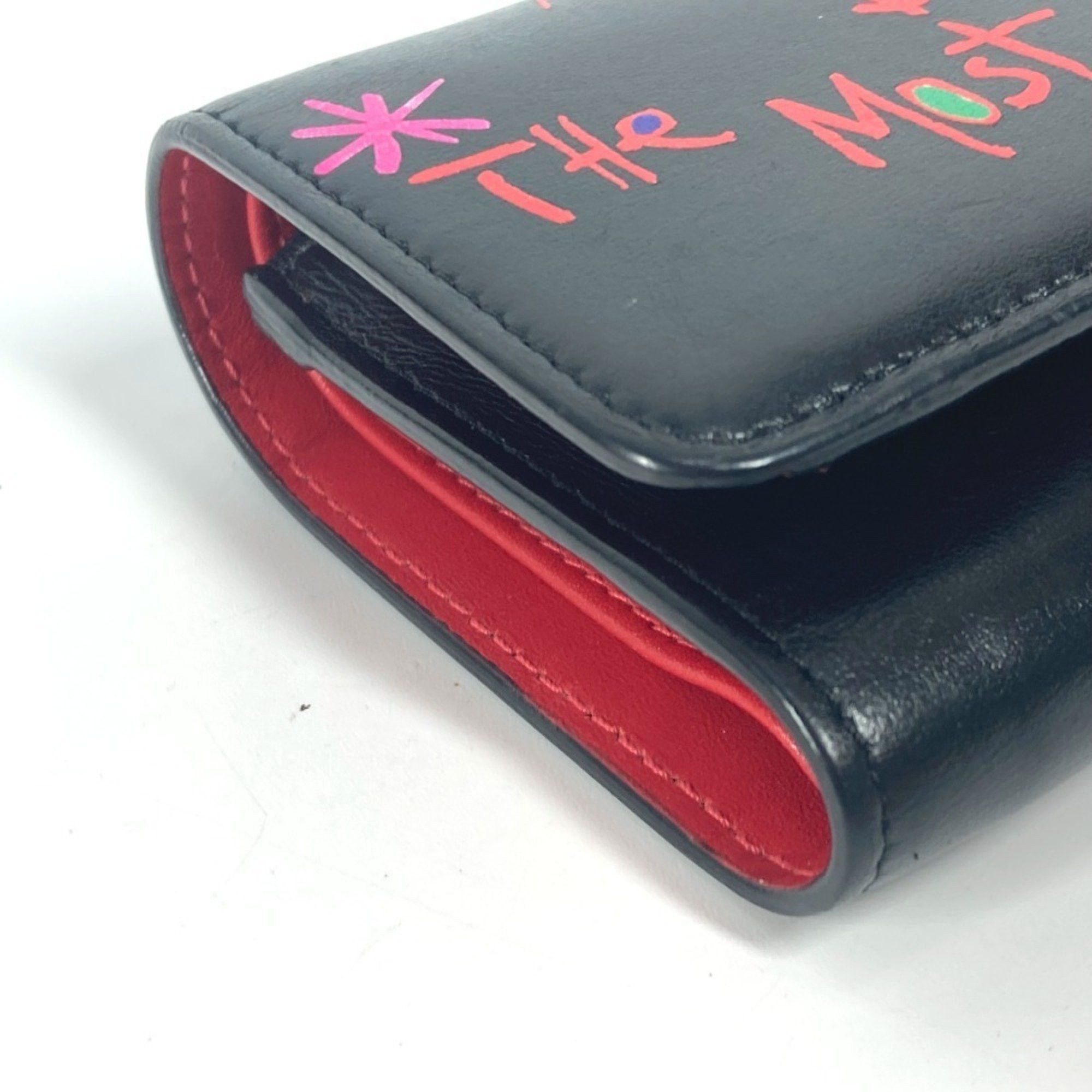 Christian Louboutin Christian Louboutin 1205105 Rubigaga Compact Wallet Tri-fold Leather Women's Black Size ONE SIZE - 5 Thumbnail