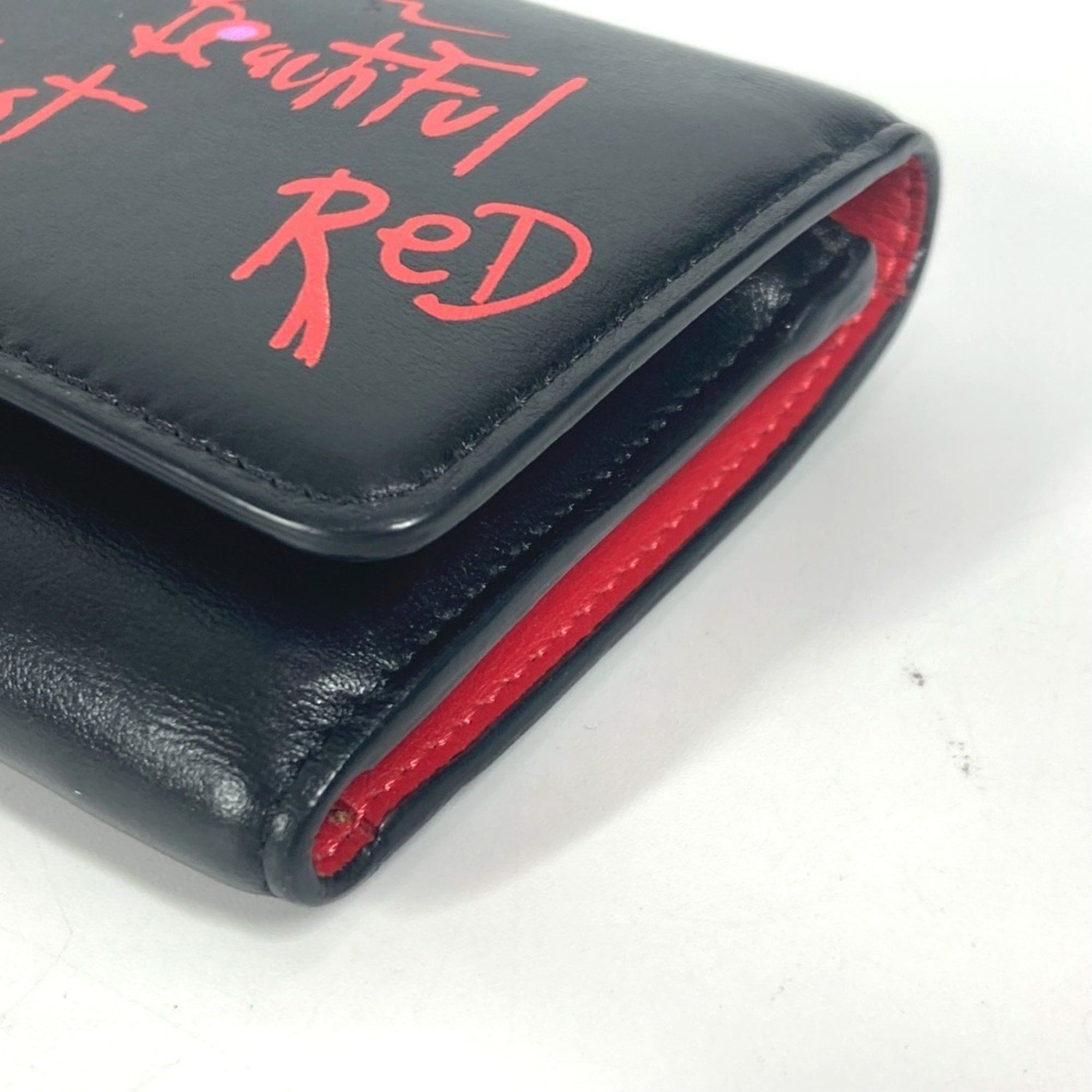 Christian Louboutin Christian Louboutin 1205105 Rubigaga Compact Wallet Tri-fold Leather Women's Black Size ONE SIZE - 6 Thumbnail