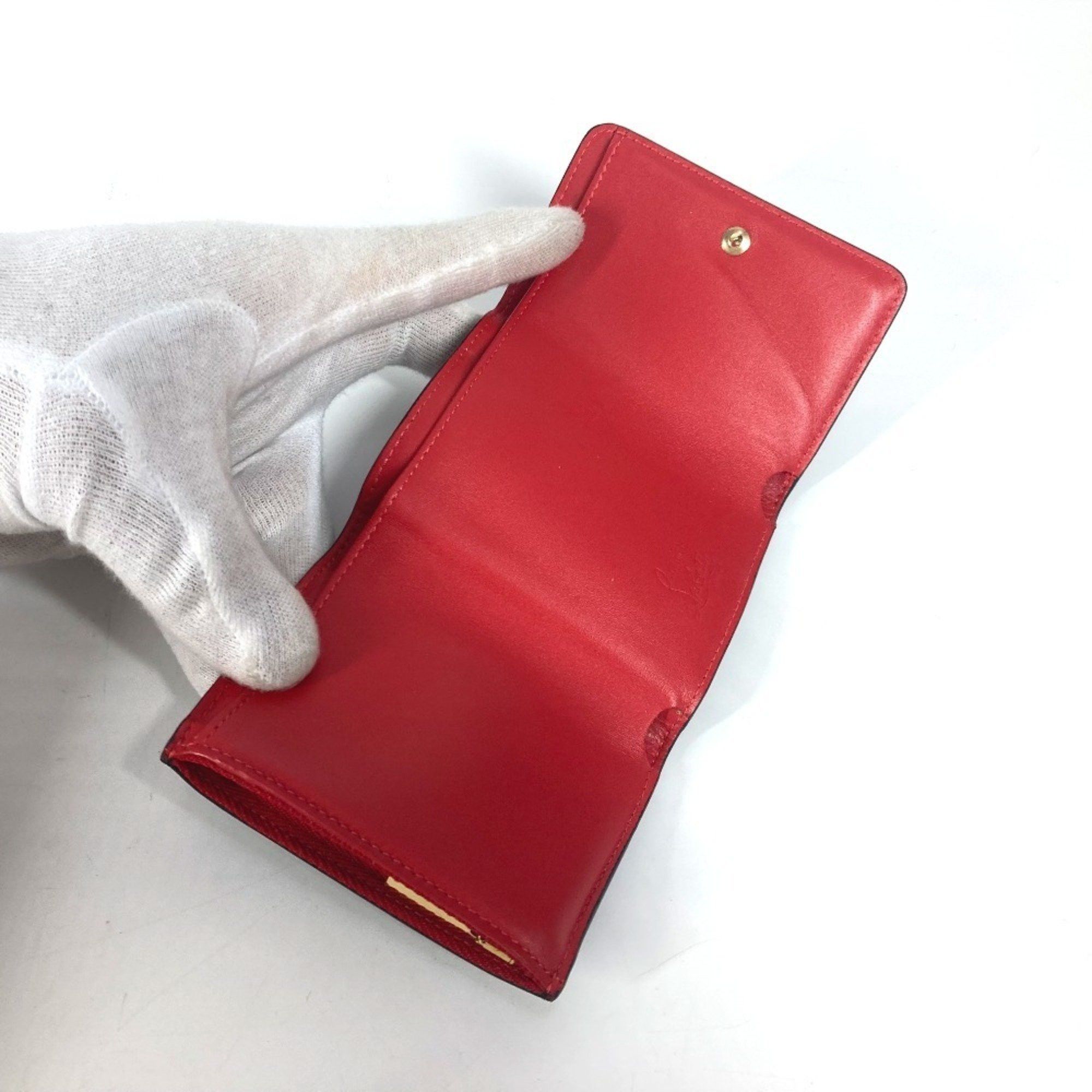 Christian Louboutin Christian Louboutin 1205105 Rubigaga Compact Wallet Tri-fold Leather Women's Black Size ONE SIZE - 7 Thumbnail