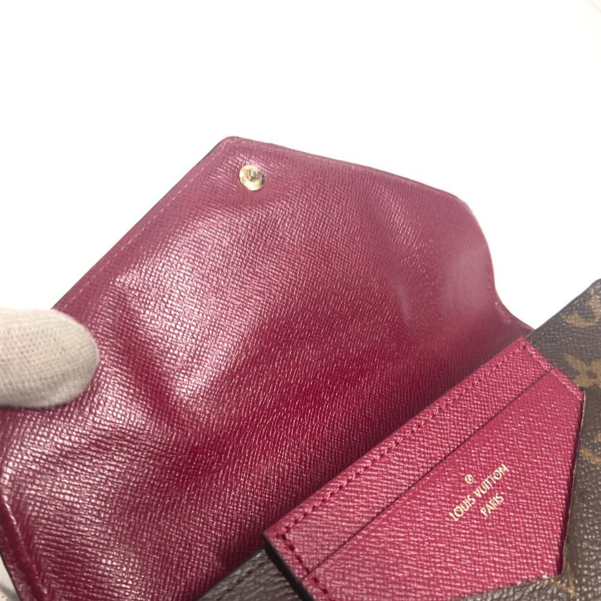 Louis Vuitton LOUIS VUITTON M62155 Monogram Portefeuille Jeanne Long Wallet Flap Canvas Women's Fuchsia Brown Size ONE SIZE - 7 Thumbnail