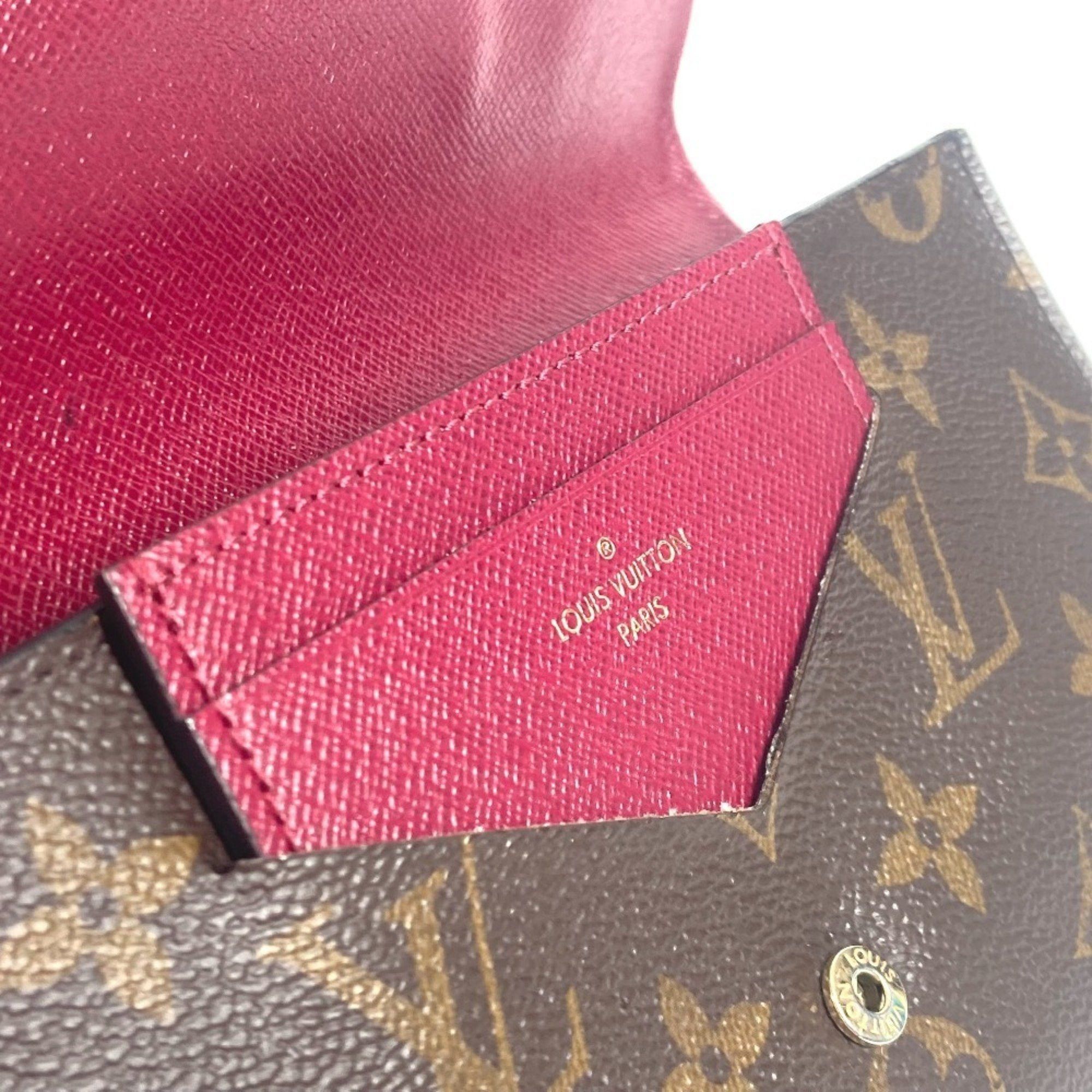 Louis Vuitton LOUIS VUITTON M62155 Monogram Portefeuille Jeanne Long Wallet Flap Canvas Women's Fuchsia Brown Size ONE SIZE - 8 Thumbnail