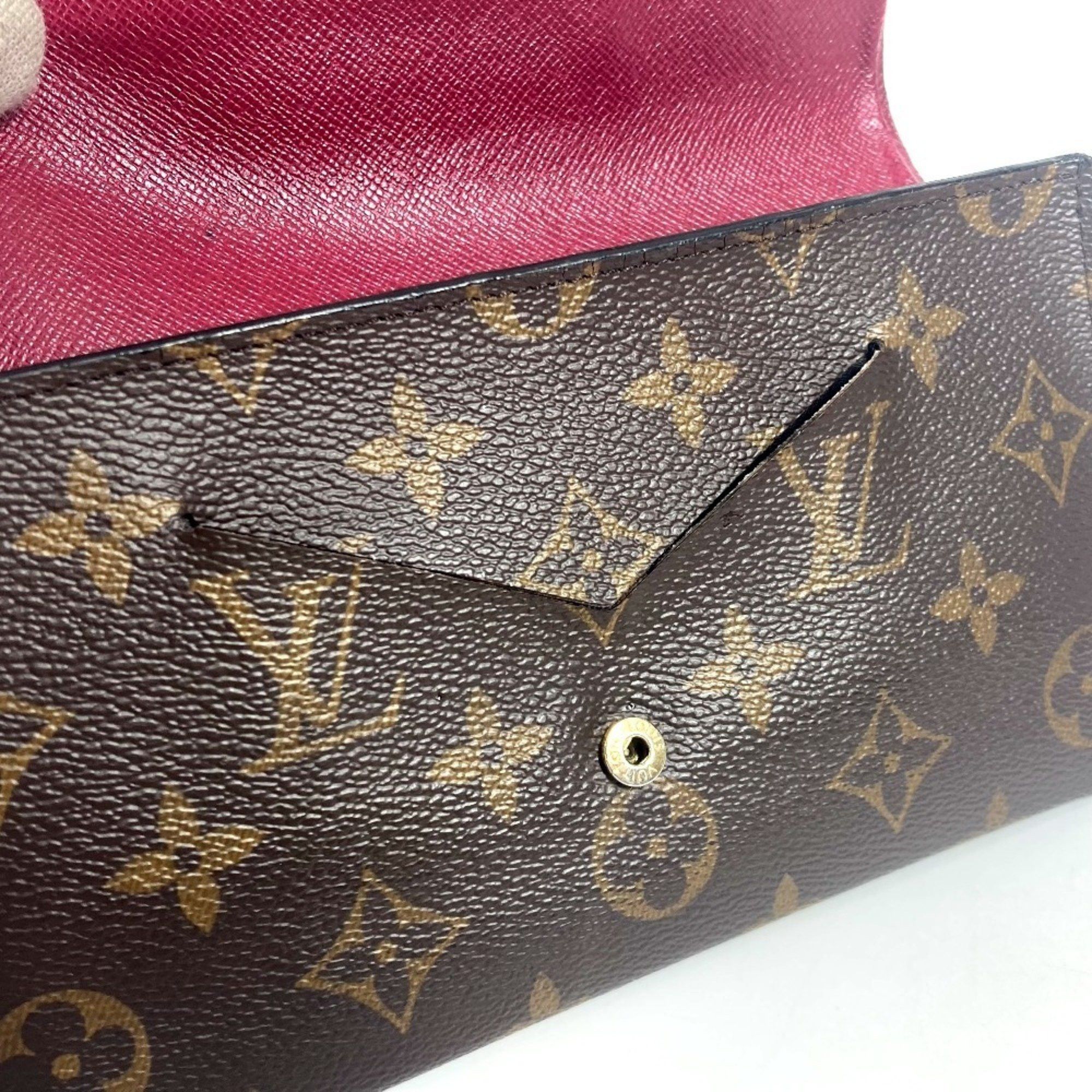 Louis Vuitton LOUIS VUITTON M62155 Monogram Portefeuille Jeanne Long Wallet Flap Canvas Women's Fuchsia Brown Size ONE SIZE - 16 Thumbnail