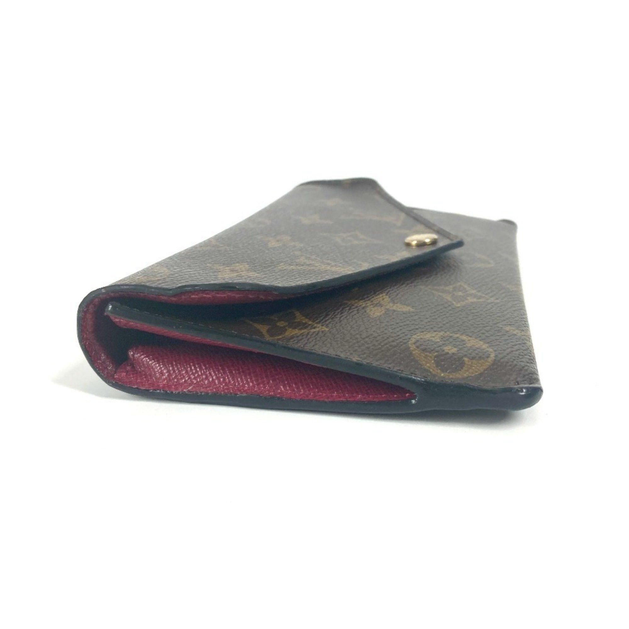 Louis Vuitton LOUIS VUITTON M62155 Monogram Portefeuille Jeanne Long Wallet Flap Canvas Women's Fuchsia Brown Size ONE SIZE - 4 Thumbnail