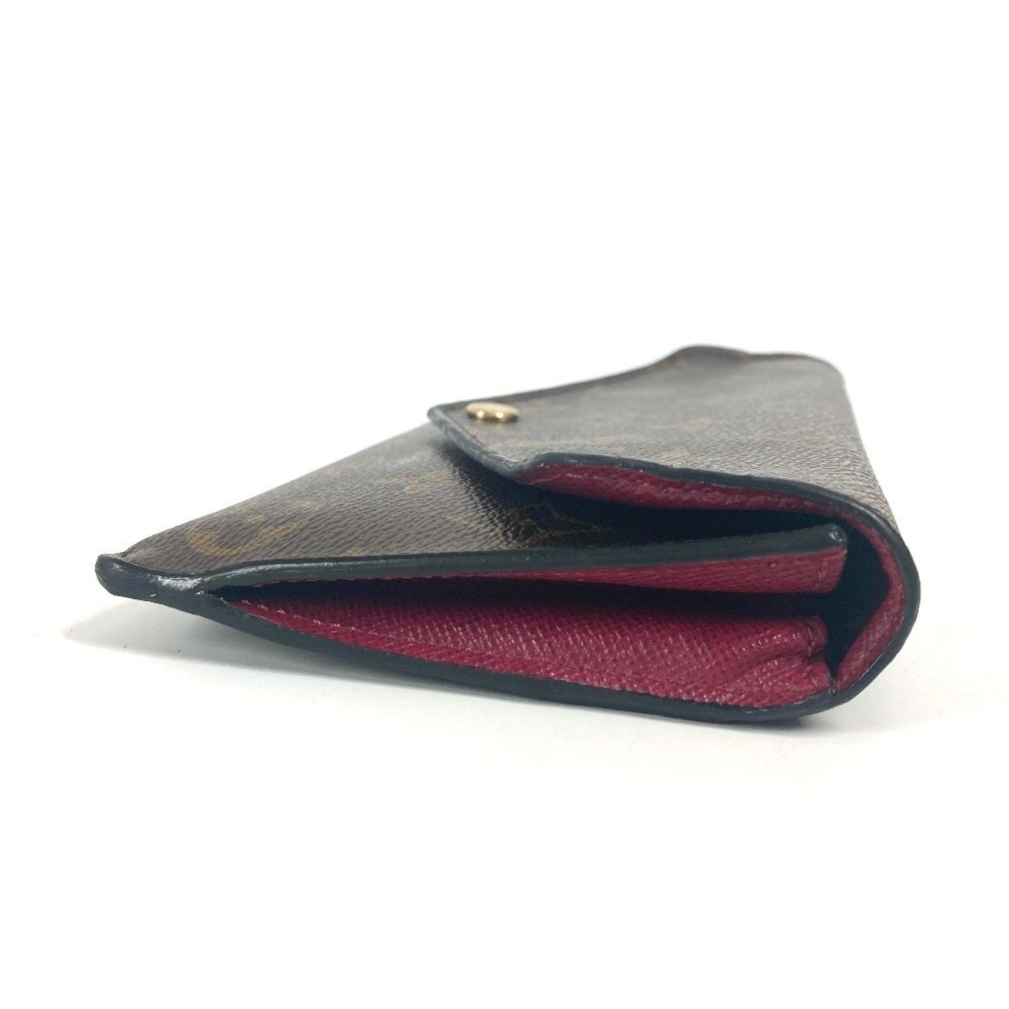 Louis Vuitton LOUIS VUITTON M62155 Monogram Portefeuille Jeanne Long Wallet Flap Canvas Women's Fuchsia Brown Size ONE SIZE - 3 Thumbnail