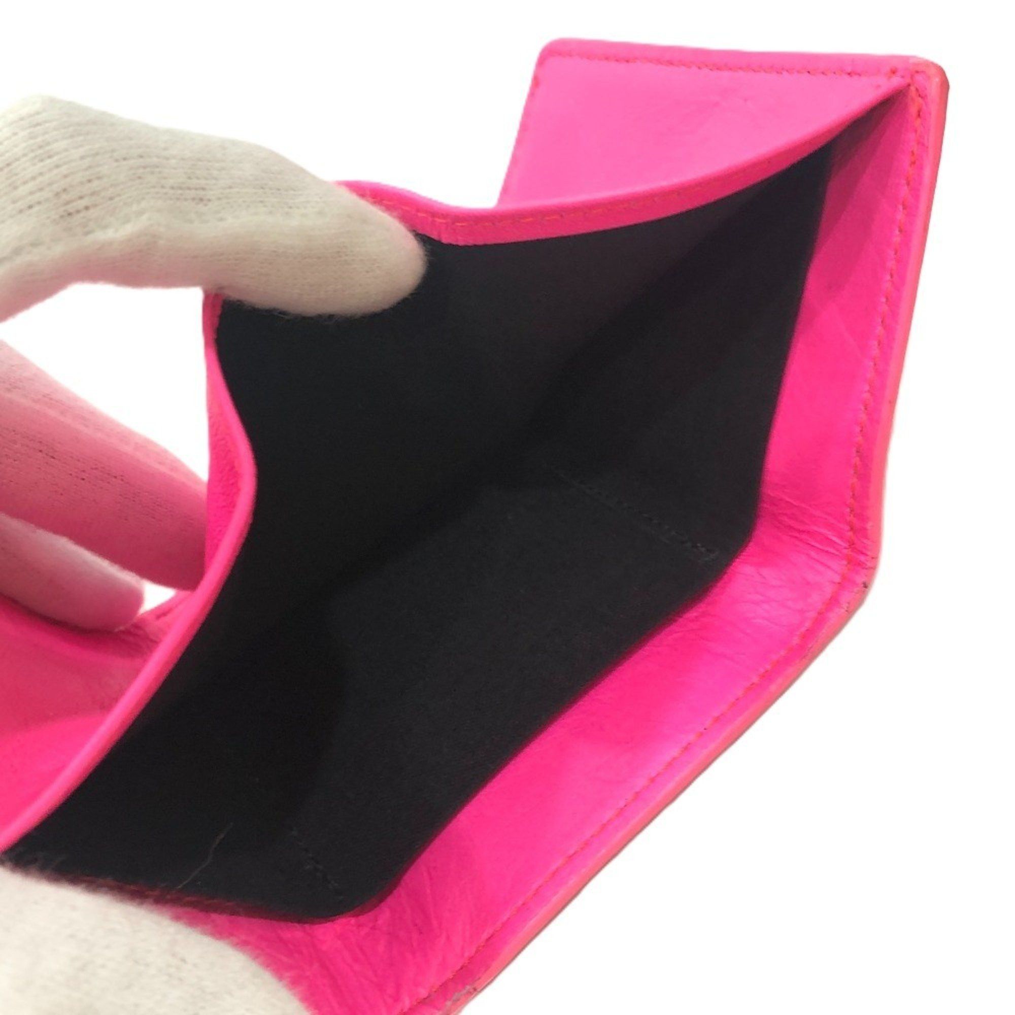 Balenciaga BALENCIAGA 203437 Classic Compact Wallet Tri-fold Leather Women's Pink Size ONE SIZE - 7 Thumbnail