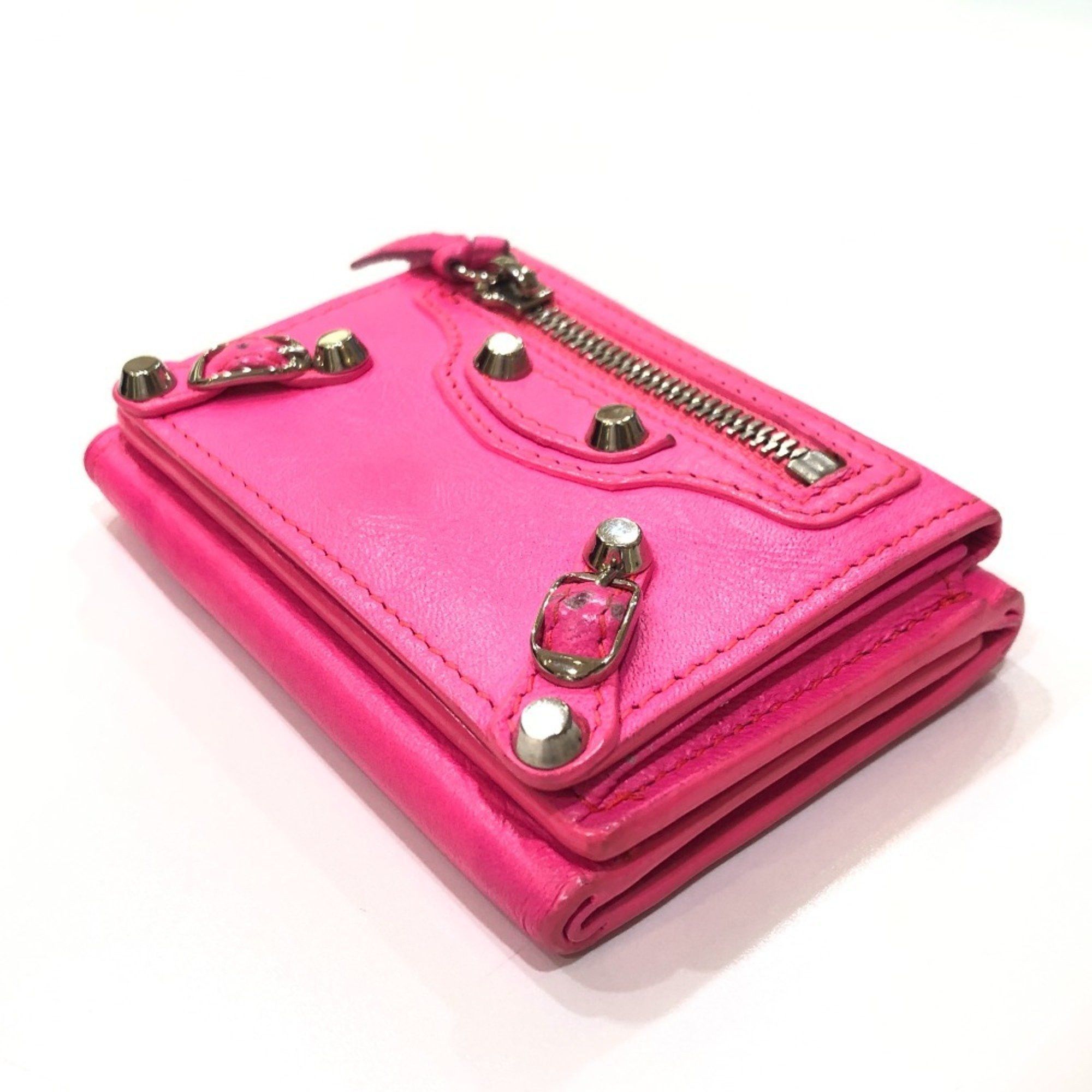 Balenciaga BALENCIAGA 203437 Classic Compact Wallet Tri-fold Leather Women's Pink Size ONE SIZE - 15 Thumbnail