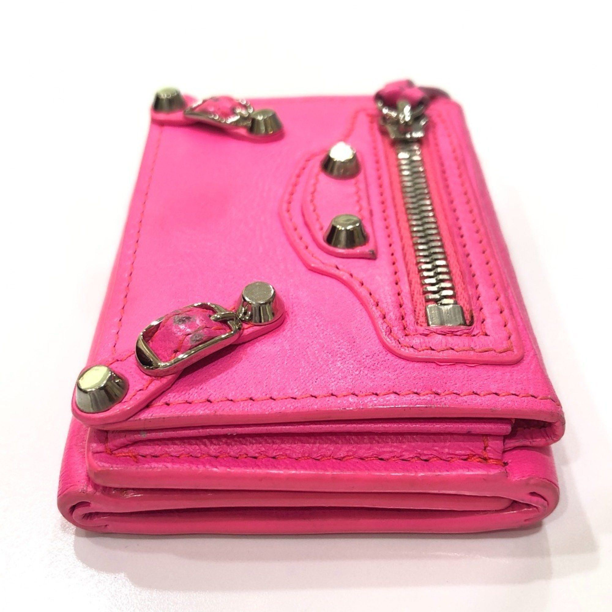 Balenciaga BALENCIAGA 203437 Classic Compact Wallet Tri-fold Leather Women's Pink Size ONE SIZE - 14 Thumbnail