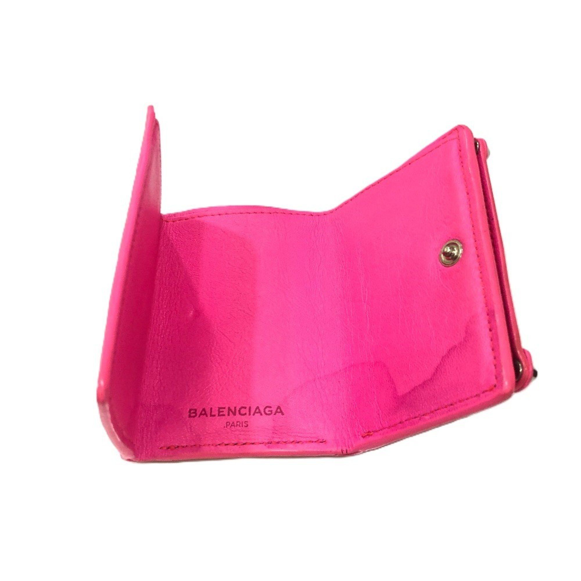 Balenciaga BALENCIAGA 203437 Classic Compact Wallet Tri-fold Leather Women's Pink Size ONE SIZE - 4 Thumbnail