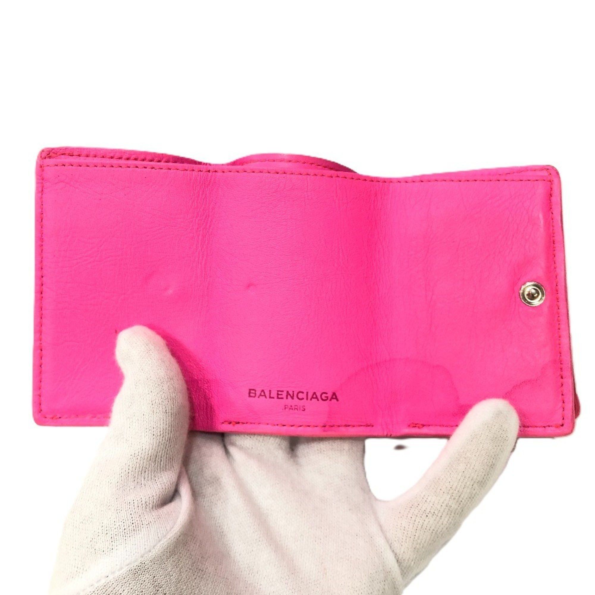 Balenciaga BALENCIAGA 203437 Classic Compact Wallet Tri-fold Leather Women's Pink Size ONE SIZE - 3 Thumbnail