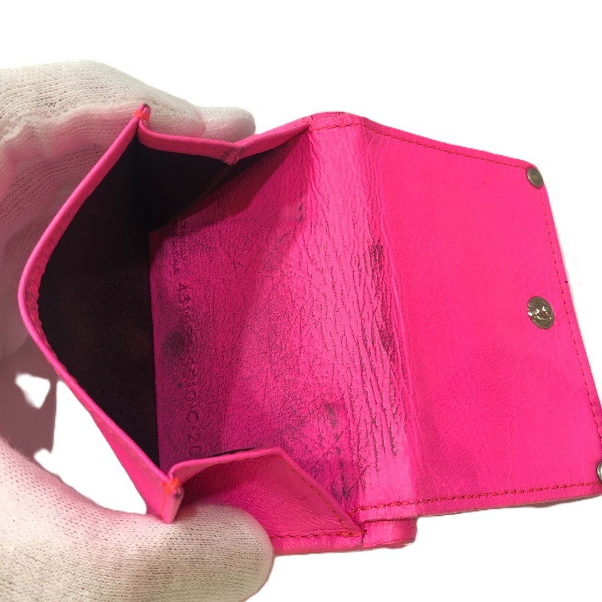 Balenciaga BALENCIAGA 203437 Classic Compact Wallet Tri-fold Leather Women's Pink Size ONE SIZE - 10 Thumbnail