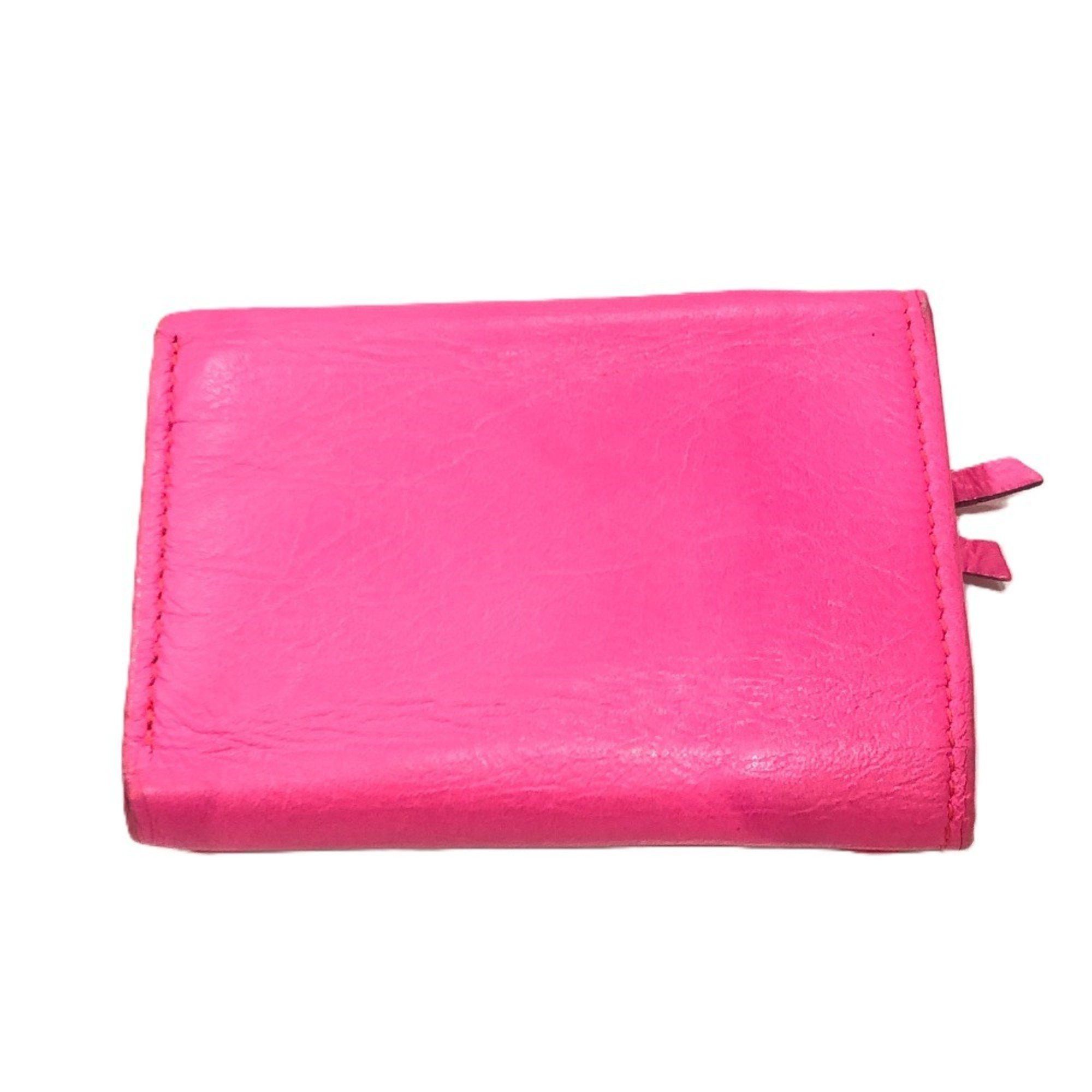 Balenciaga BALENCIAGA 203437 Classic Compact Wallet Tri-fold Leather Women's Pink Size ONE SIZE - 2 Thumbnail