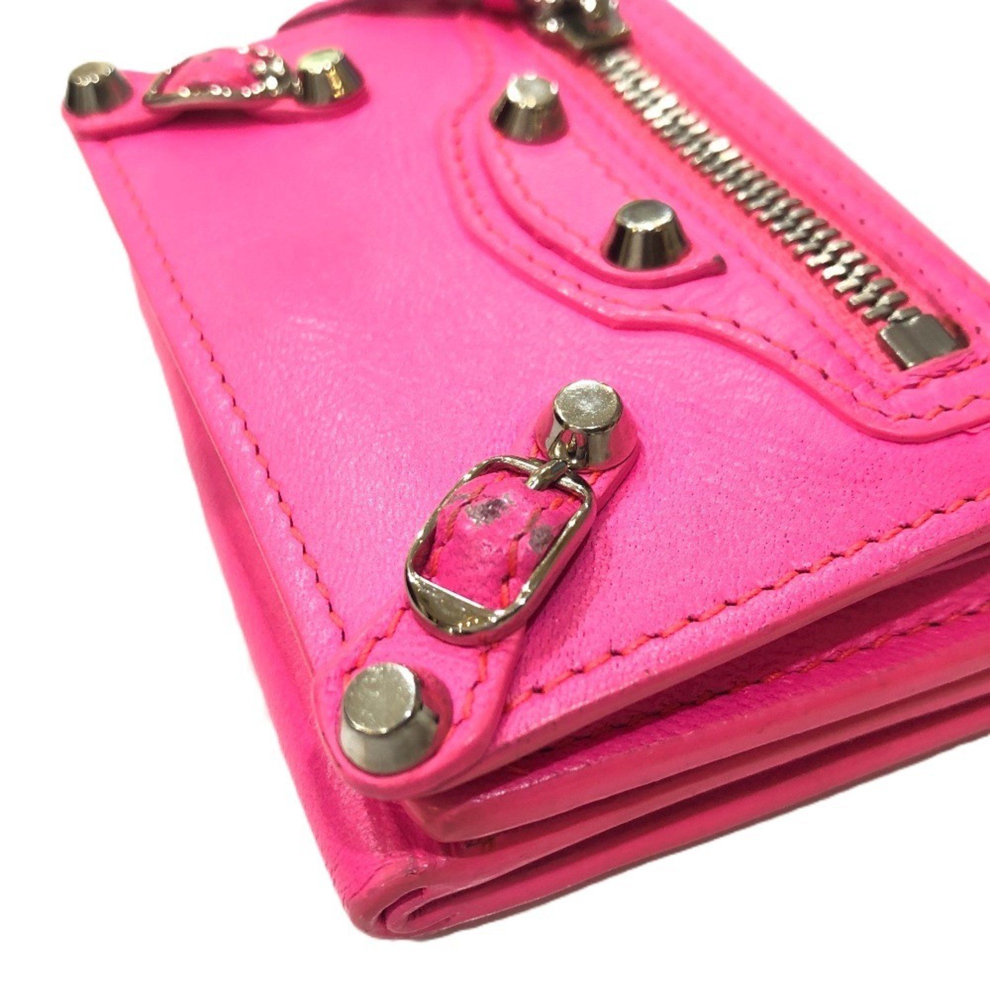 Balenciaga BALENCIAGA 203437 Classic Compact Wallet Tri-fold Leather Women's Pink Size ONE SIZE - 12 Thumbnail