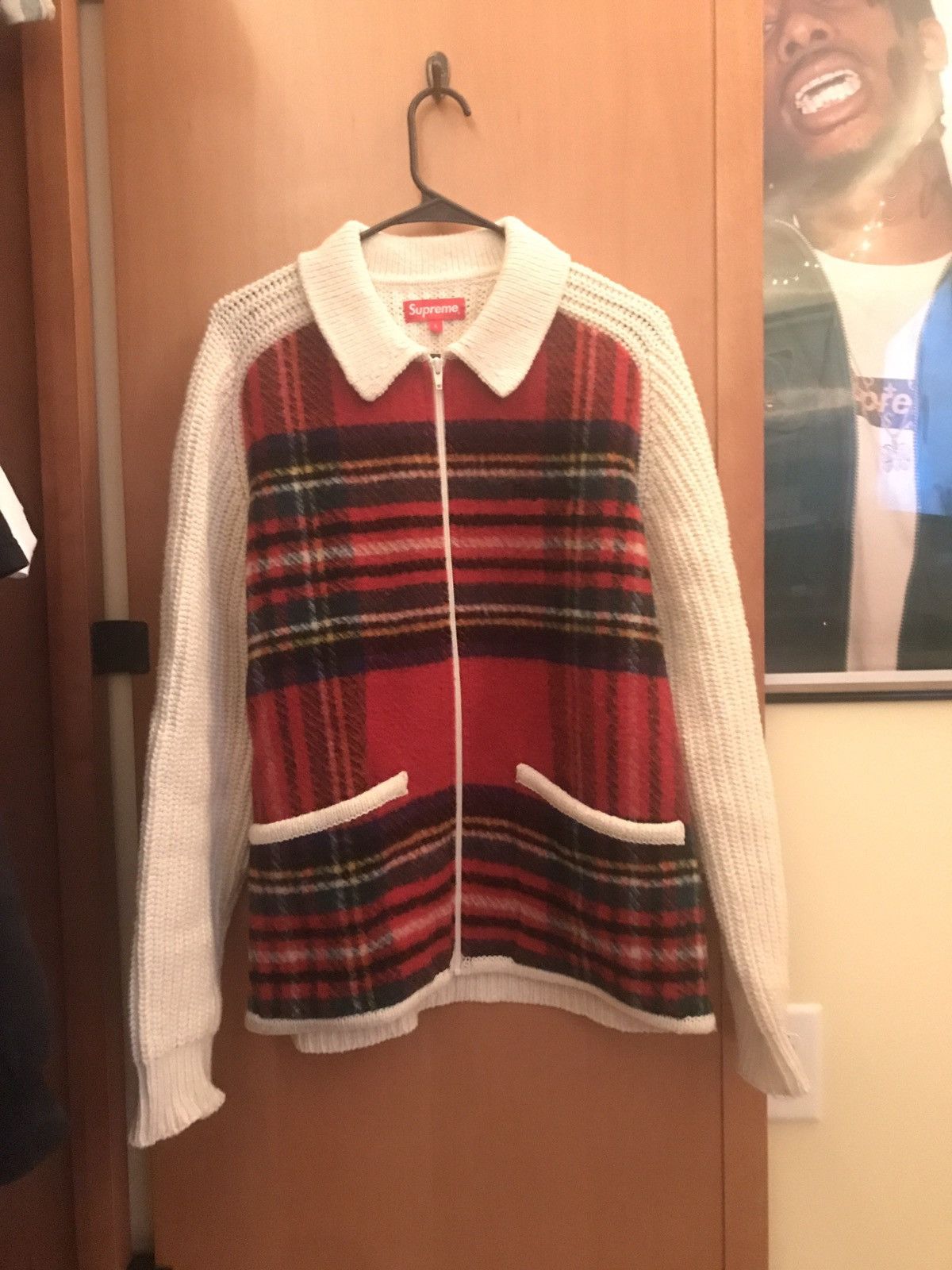 Supreme FW18 Supreme Plaid Front Zip Sweater | Grailed