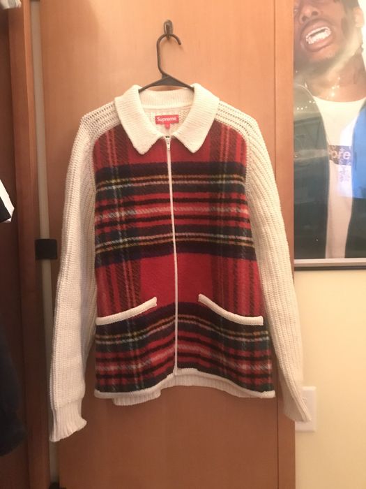 Plaid front 2024 zip sweater