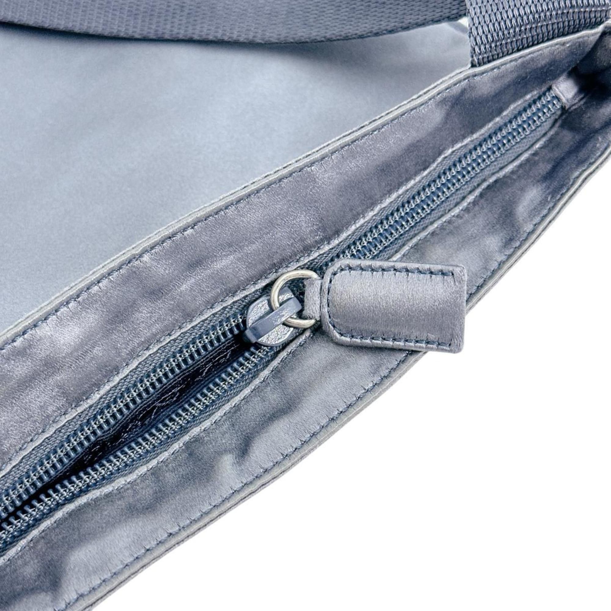 Prada PRADA Shoulder Bag Pochette Triangle Logo Silk Satin Light Gray Size ONE SIZE - 9 Thumbnail