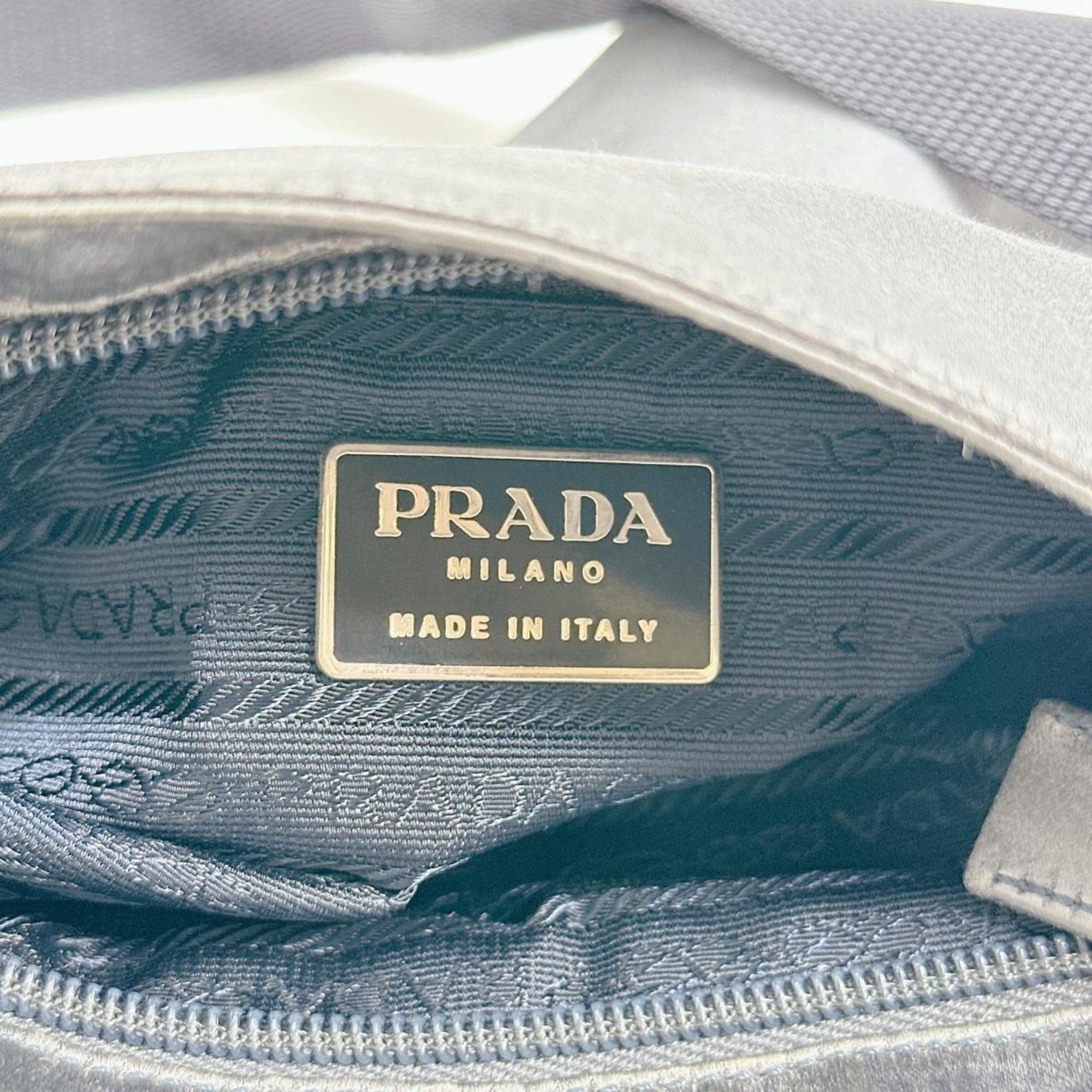 Prada PRADA Shoulder Bag Pochette Triangle Logo Silk Satin Light Gray Size ONE SIZE - 13 Thumbnail