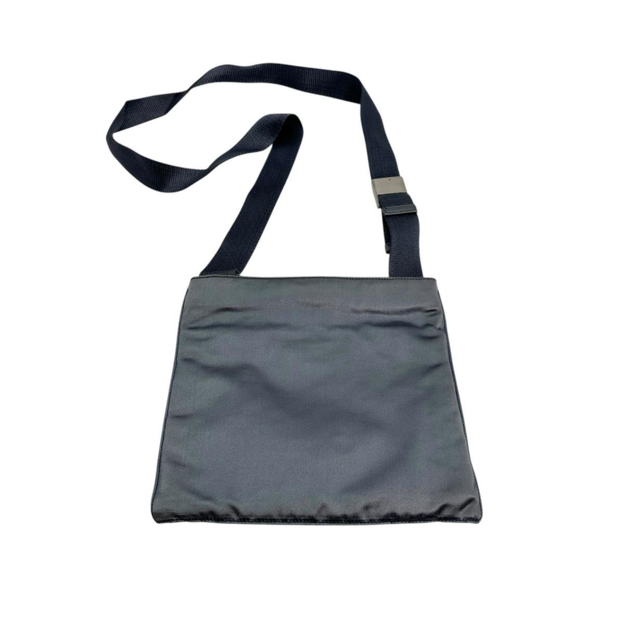 Prada PRADA Shoulder Bag Pochette Triangle Logo Silk Satin Light Gray Size ONE SIZE - 2 Thumbnail