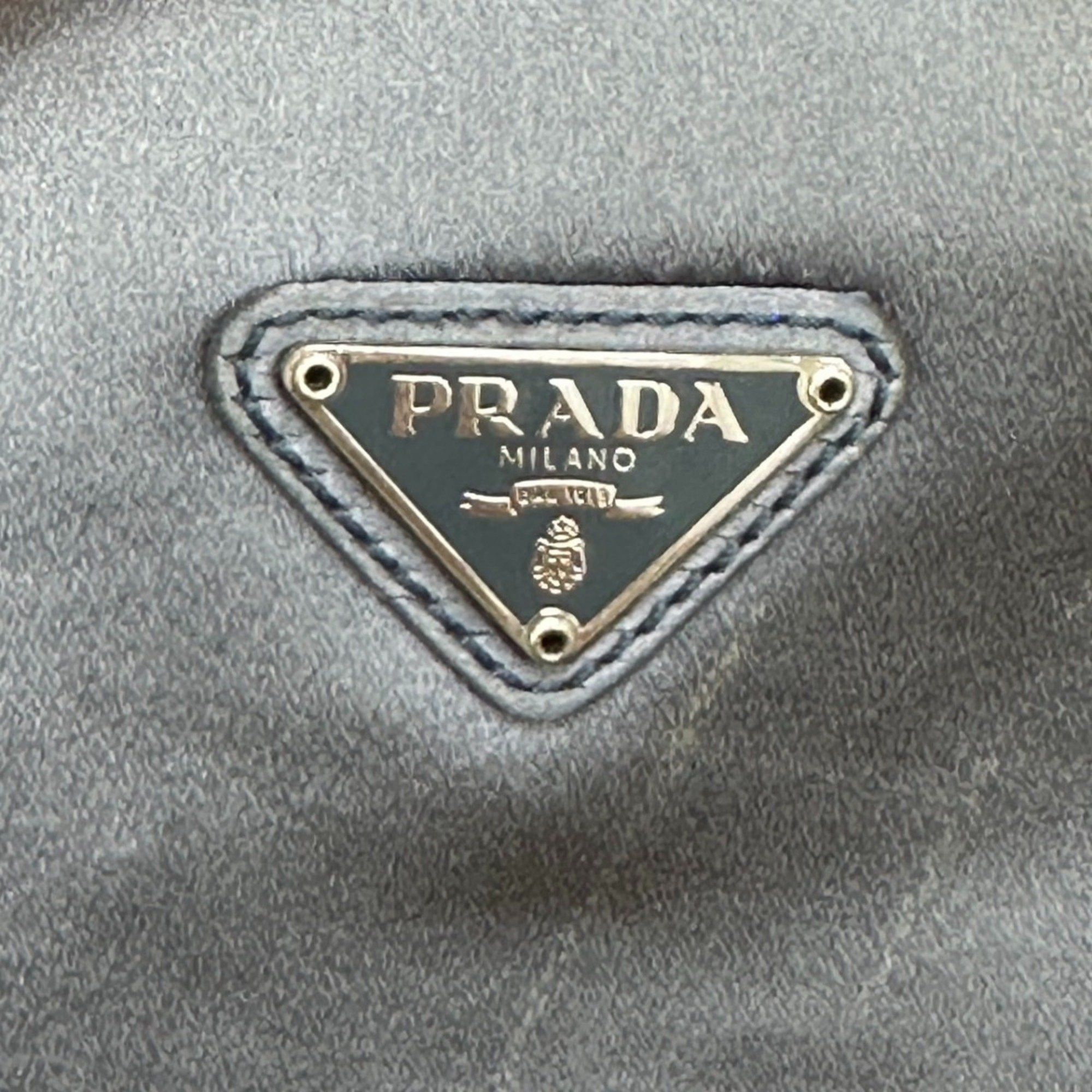 Prada PRADA Shoulder Bag Pochette Triangle Logo Silk Satin Light Gray Size ONE SIZE - 14 Thumbnail