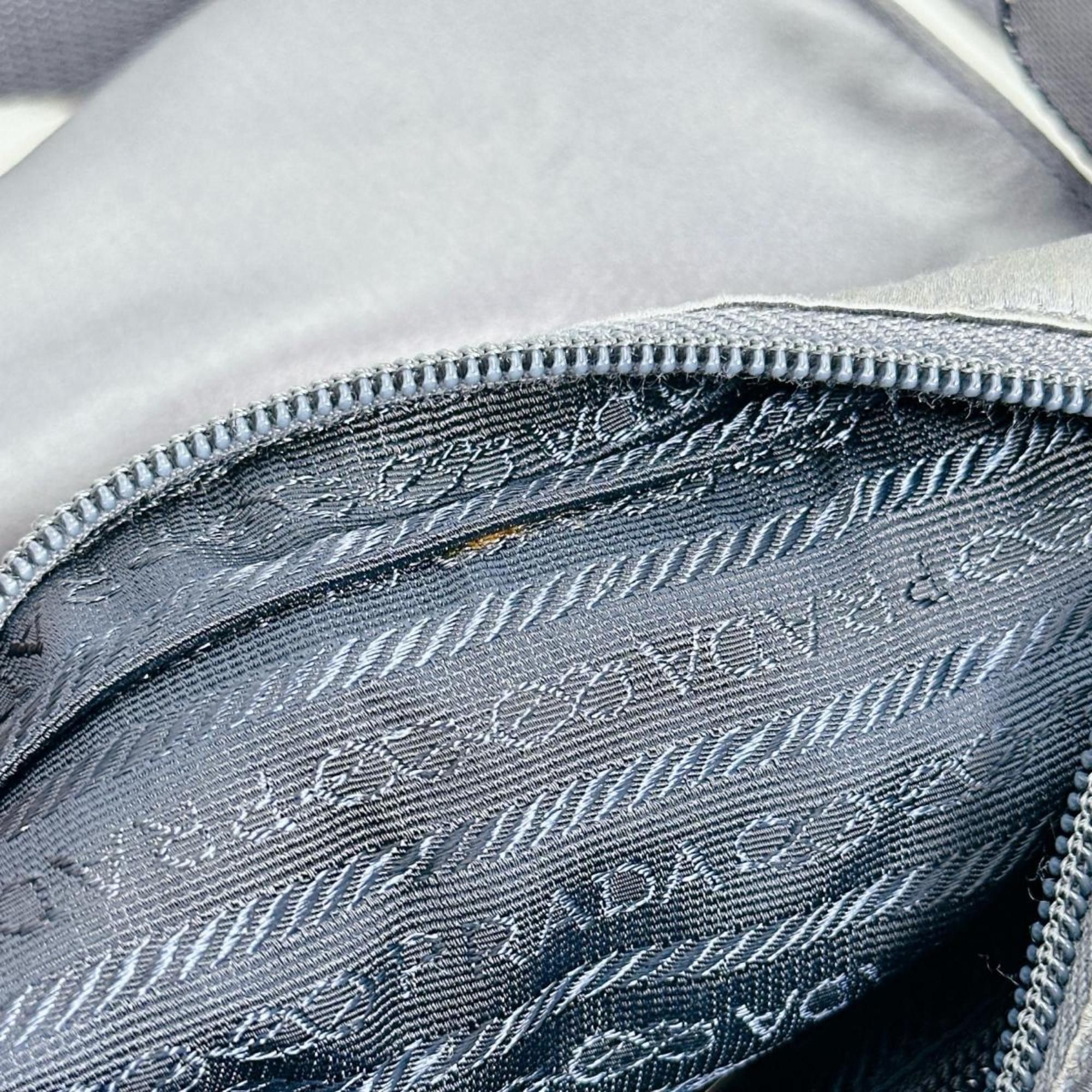 Prada PRADA Shoulder Bag Pochette Triangle Logo Silk Satin Light Gray Size ONE SIZE - 8 Thumbnail