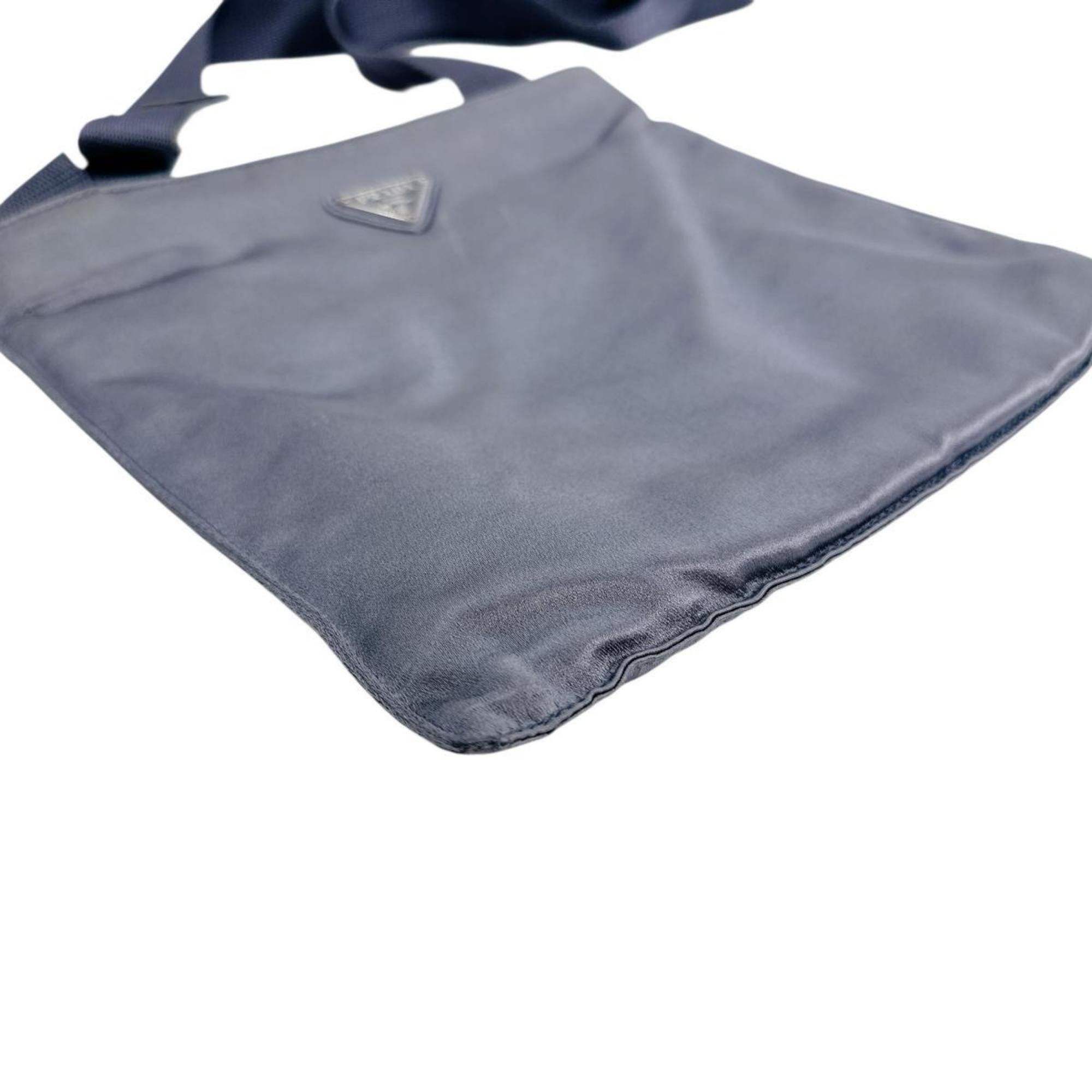 Prada PRADA Shoulder Bag Pochette Triangle Logo Silk Satin Light Gray Size ONE SIZE - 5 Thumbnail