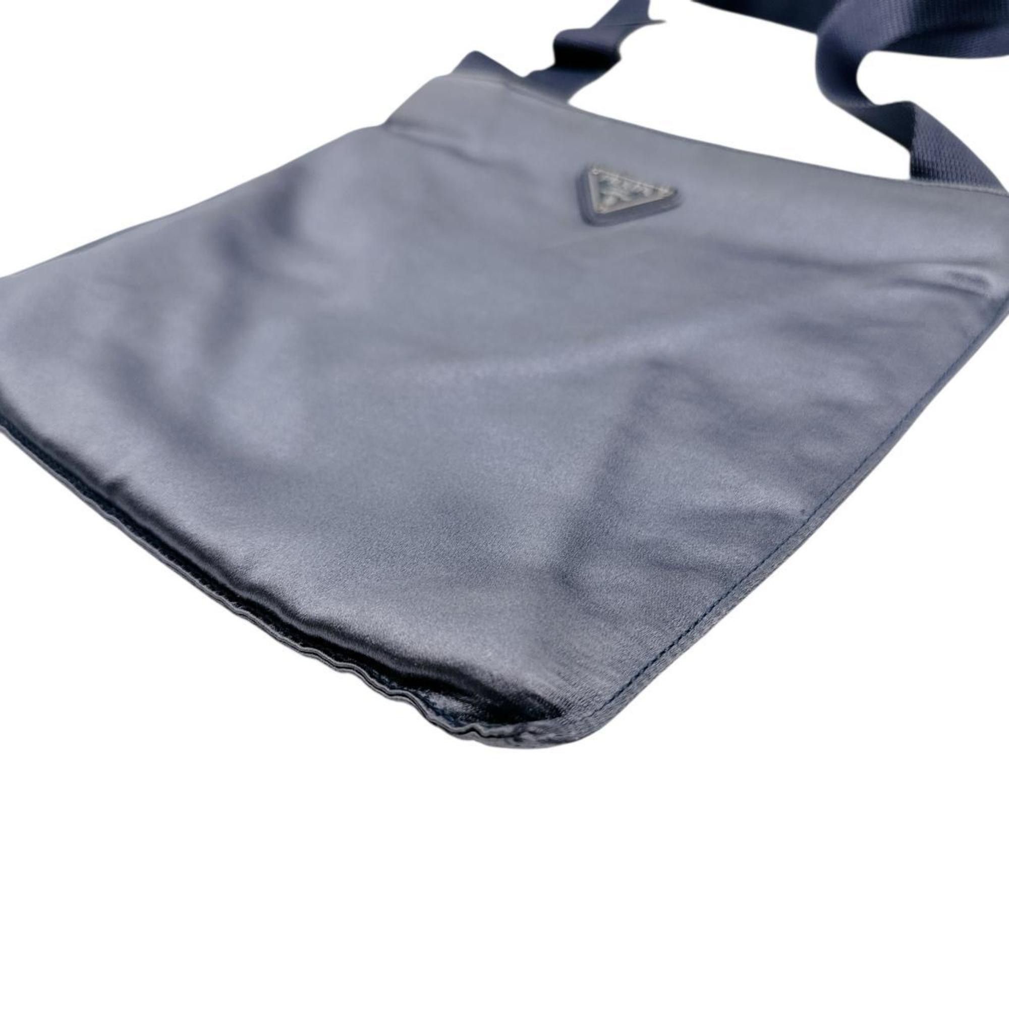 Prada PRADA Shoulder Bag Pochette Triangle Logo Silk Satin Light Gray Size ONE SIZE - 4 Thumbnail