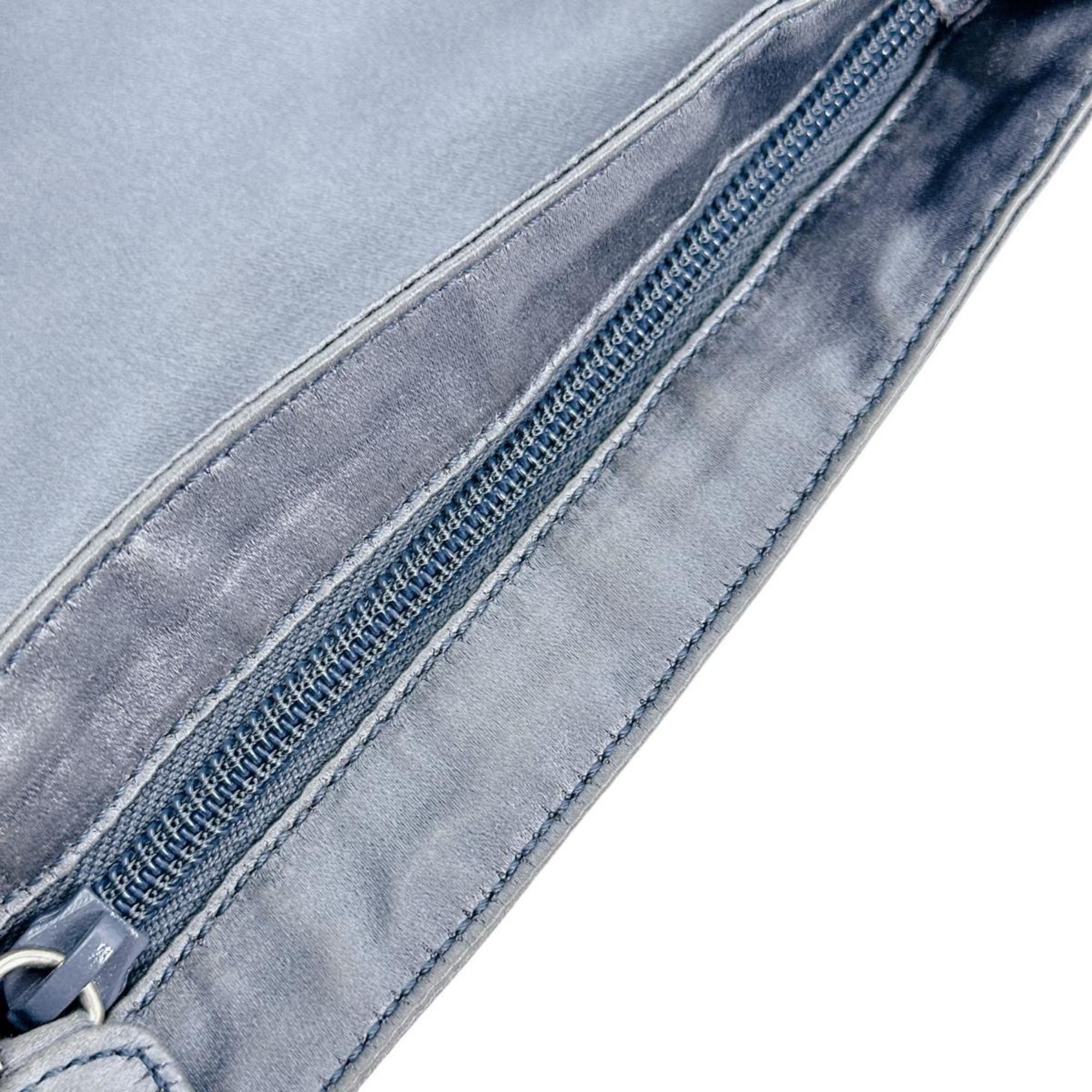 Prada PRADA Shoulder Bag Pochette Triangle Logo Silk Satin Light Gray Size ONE SIZE - 10 Thumbnail