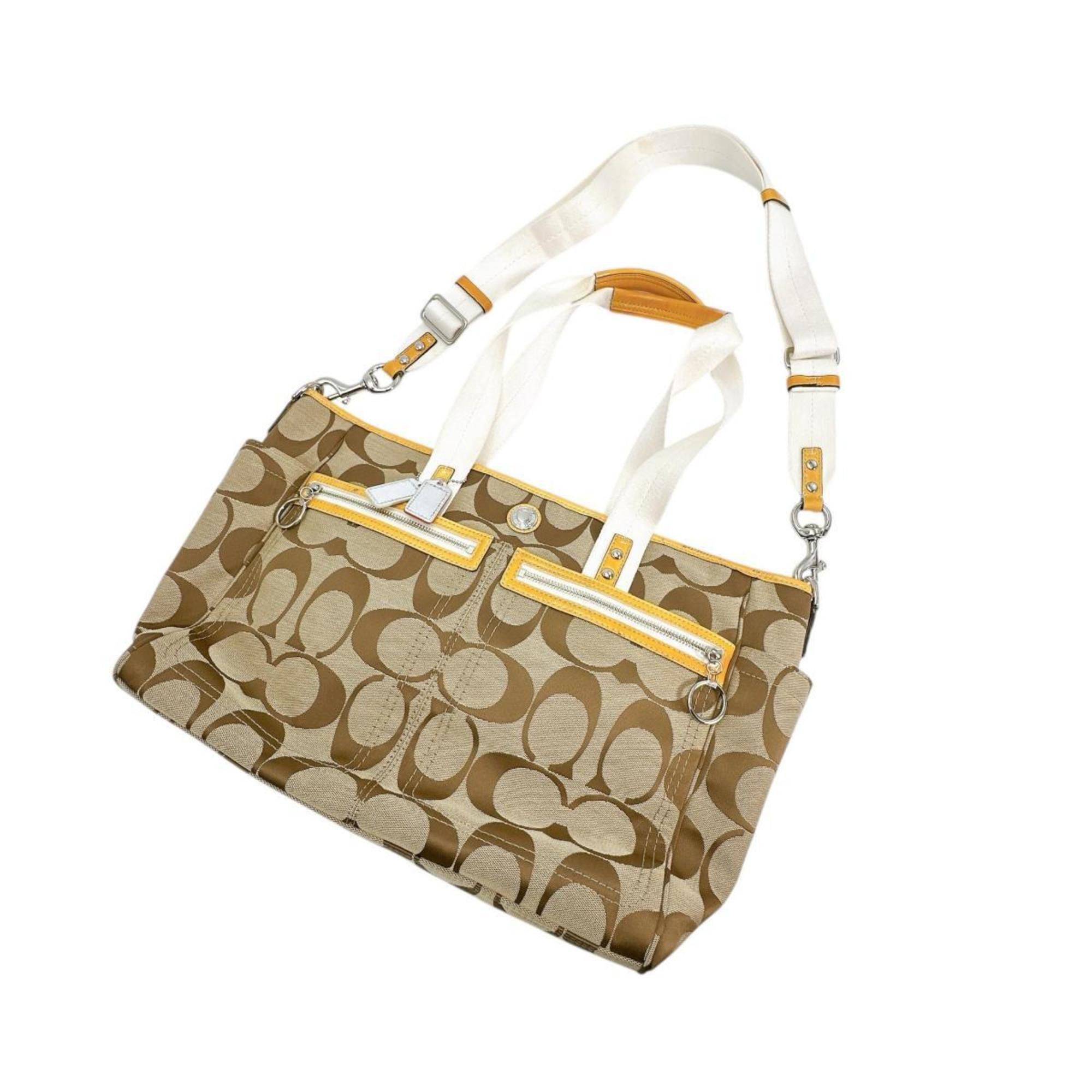 Coach Coach Shoulder Bag Handbag Large Capacity 2way Canvas F14871 Beige Size ONE SIZE - 3 Thumbnail