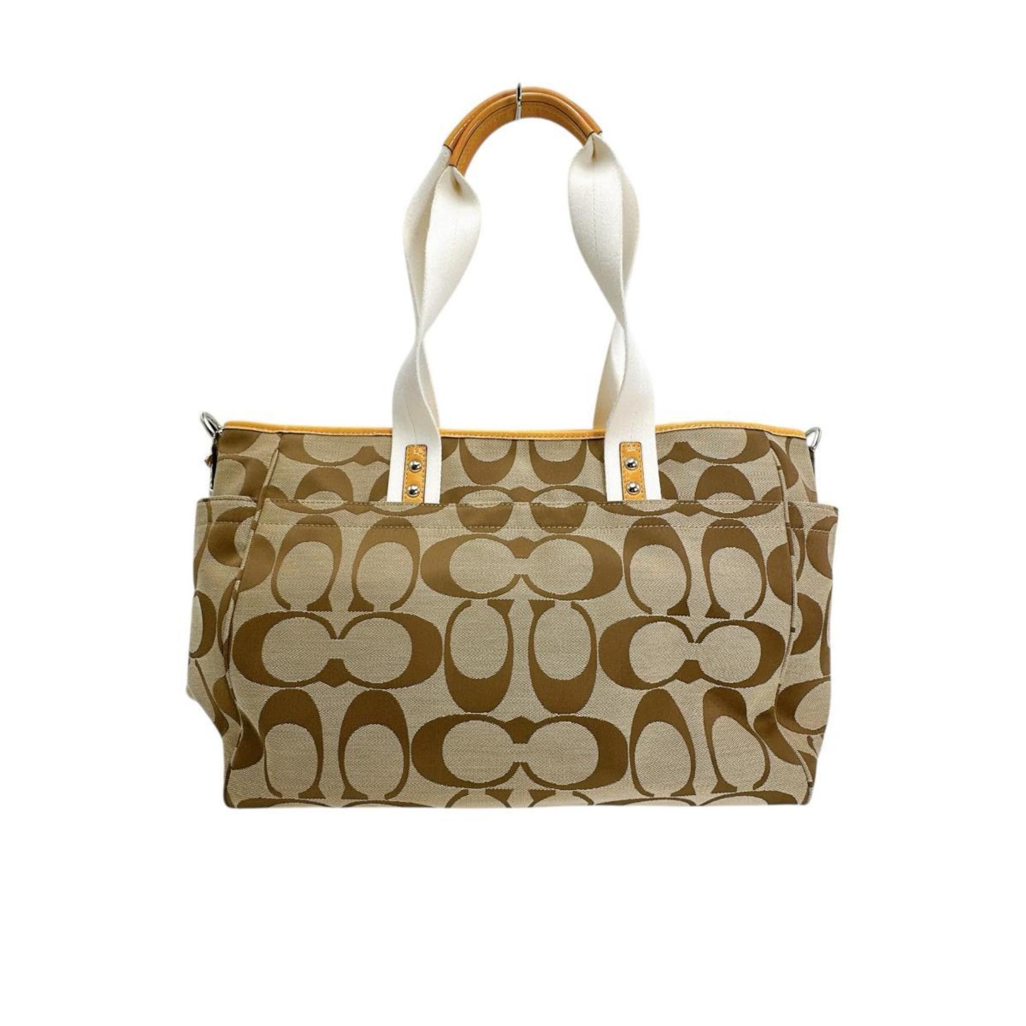 Coach Coach Shoulder Bag Handbag Large Capacity 2way Canvas F14871 Beige Size ONE SIZE - 2 Thumbnail