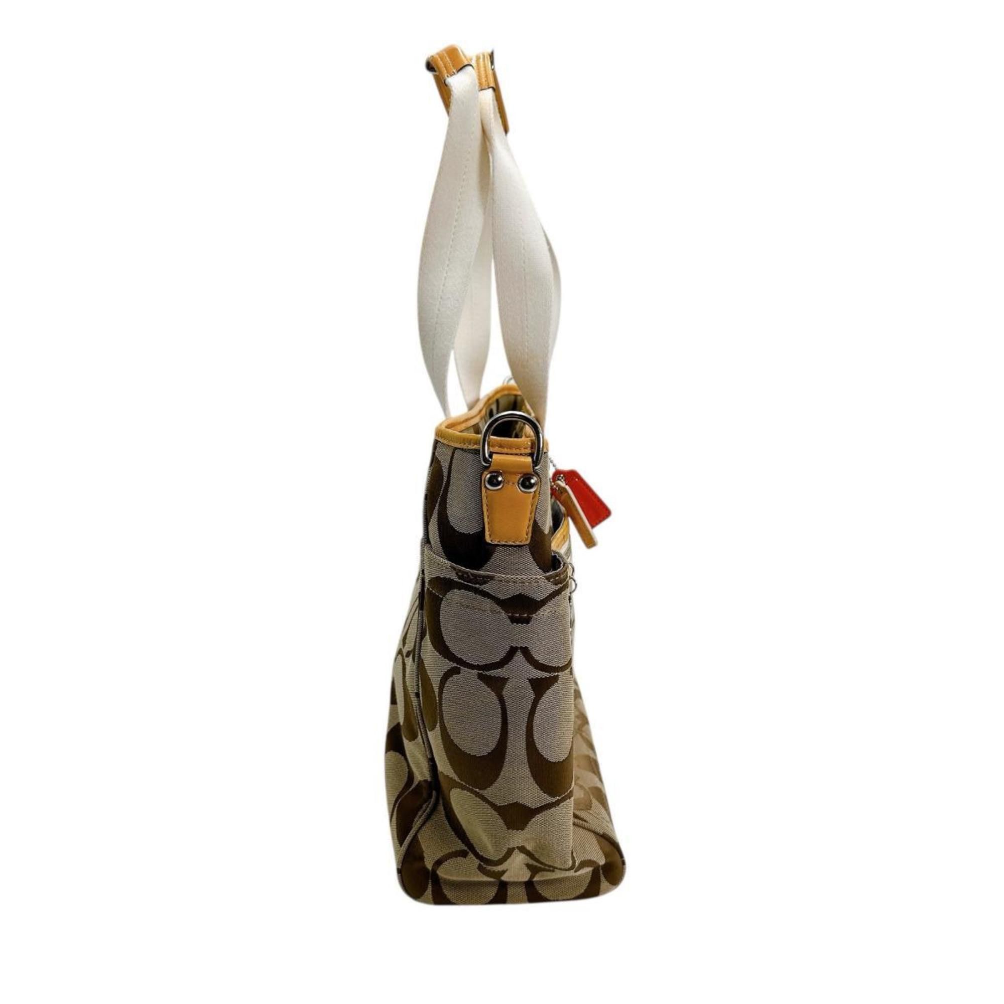 Coach Coach Shoulder Bag Handbag Large Capacity 2way Canvas F14871 Beige Size ONE SIZE - 4 Thumbnail