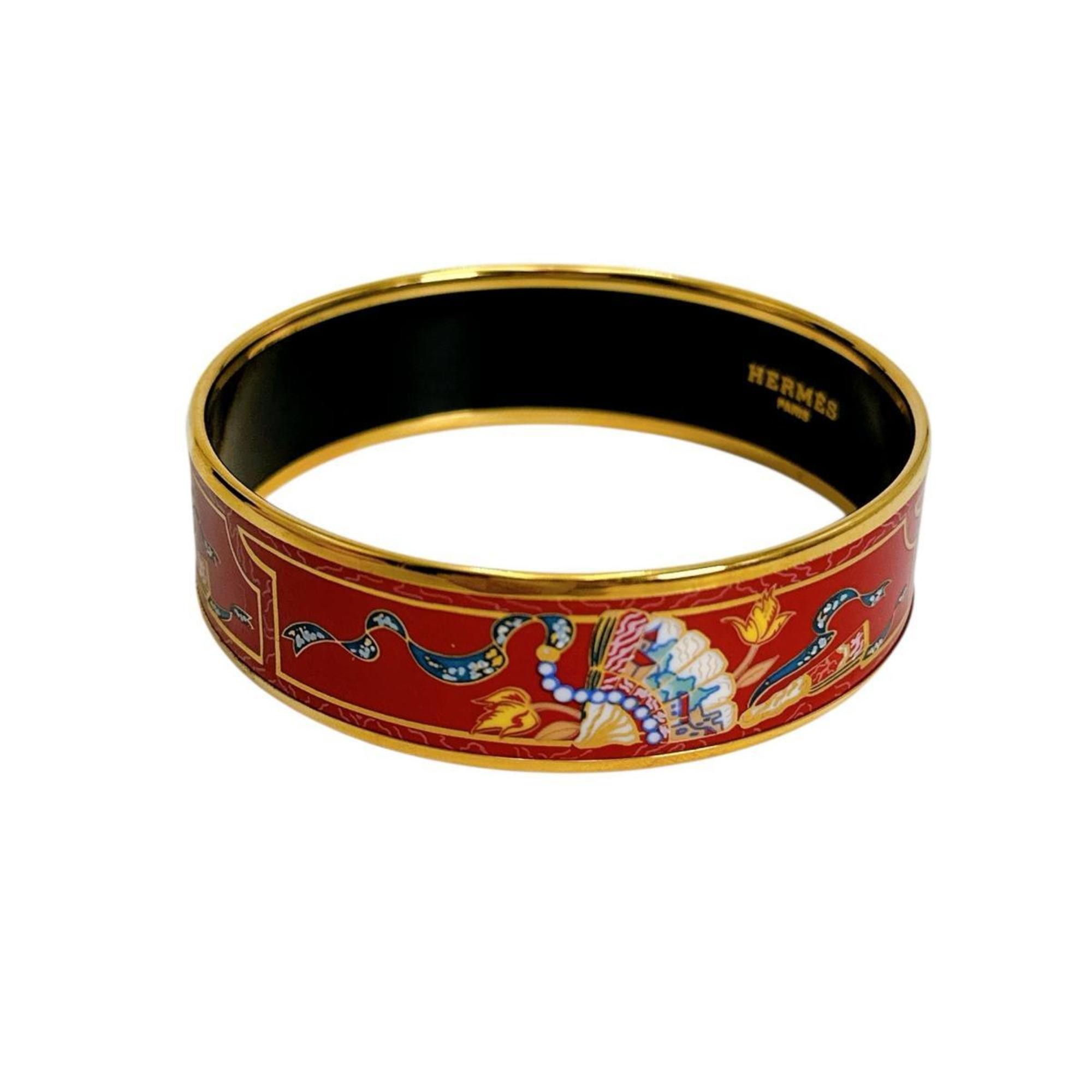 Hermes Hermes Bangle Bracelet Emaille GM Other Red x Gold Size ONE SIZE - 2 Thumbnail