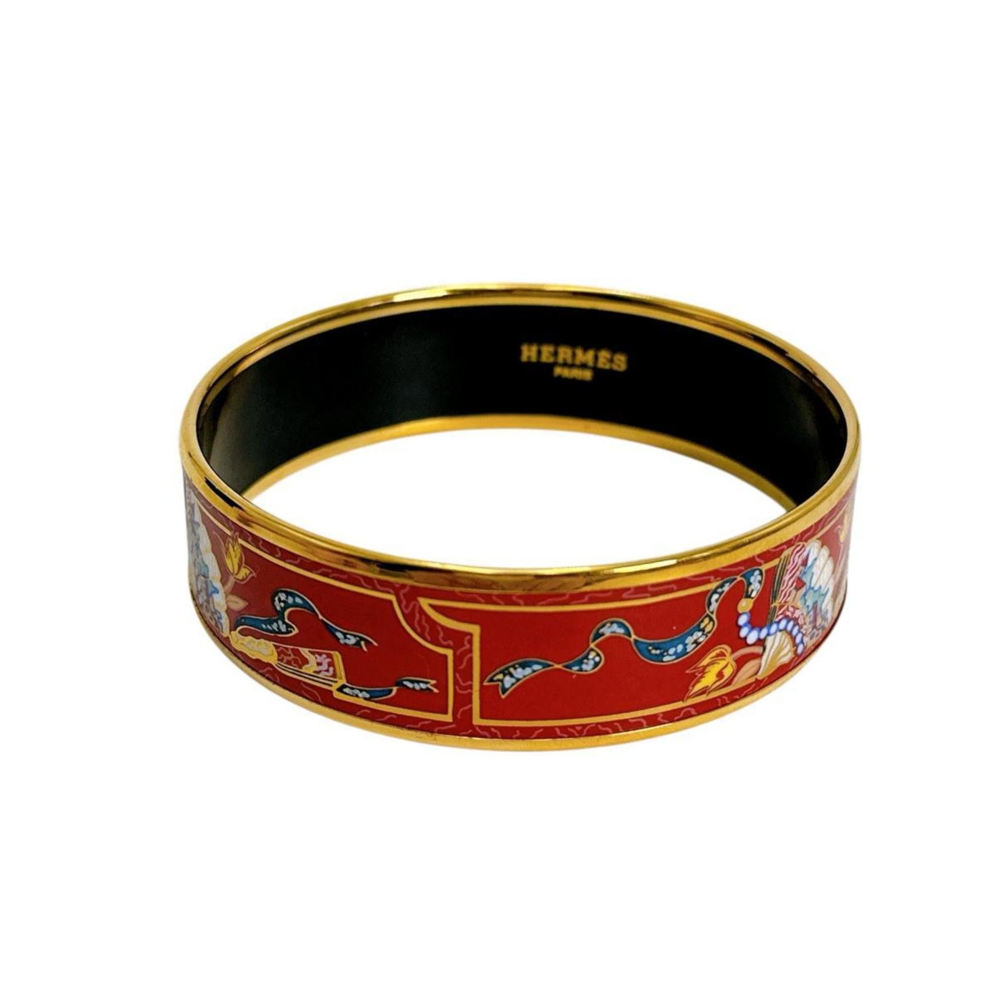 Hermes Hermes Bangle Bracelet Emaille GM Other Red x Gold Size ONE SIZE - 3 Thumbnail