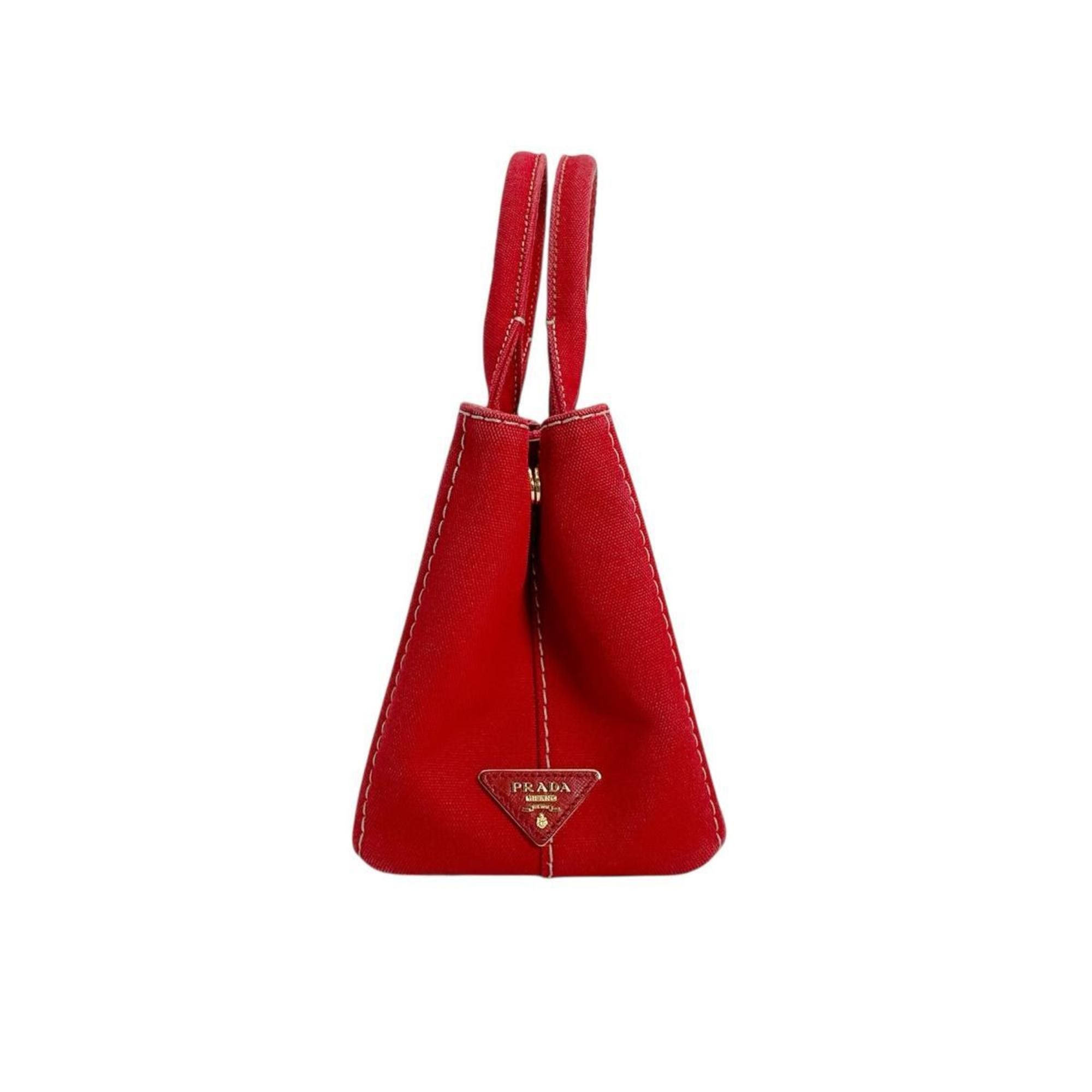 Prada PRADA Tote Bag 2way Mini Canapa Canvas BN2439 Red Size ONE SIZE - 4 Thumbnail