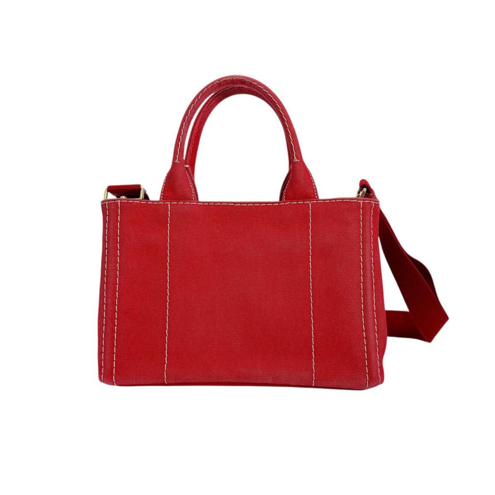 Prada PRADA Tote Bag 2way Mini Canapa Canvas BN2439 Red Size ONE SIZE - 3 Thumbnail