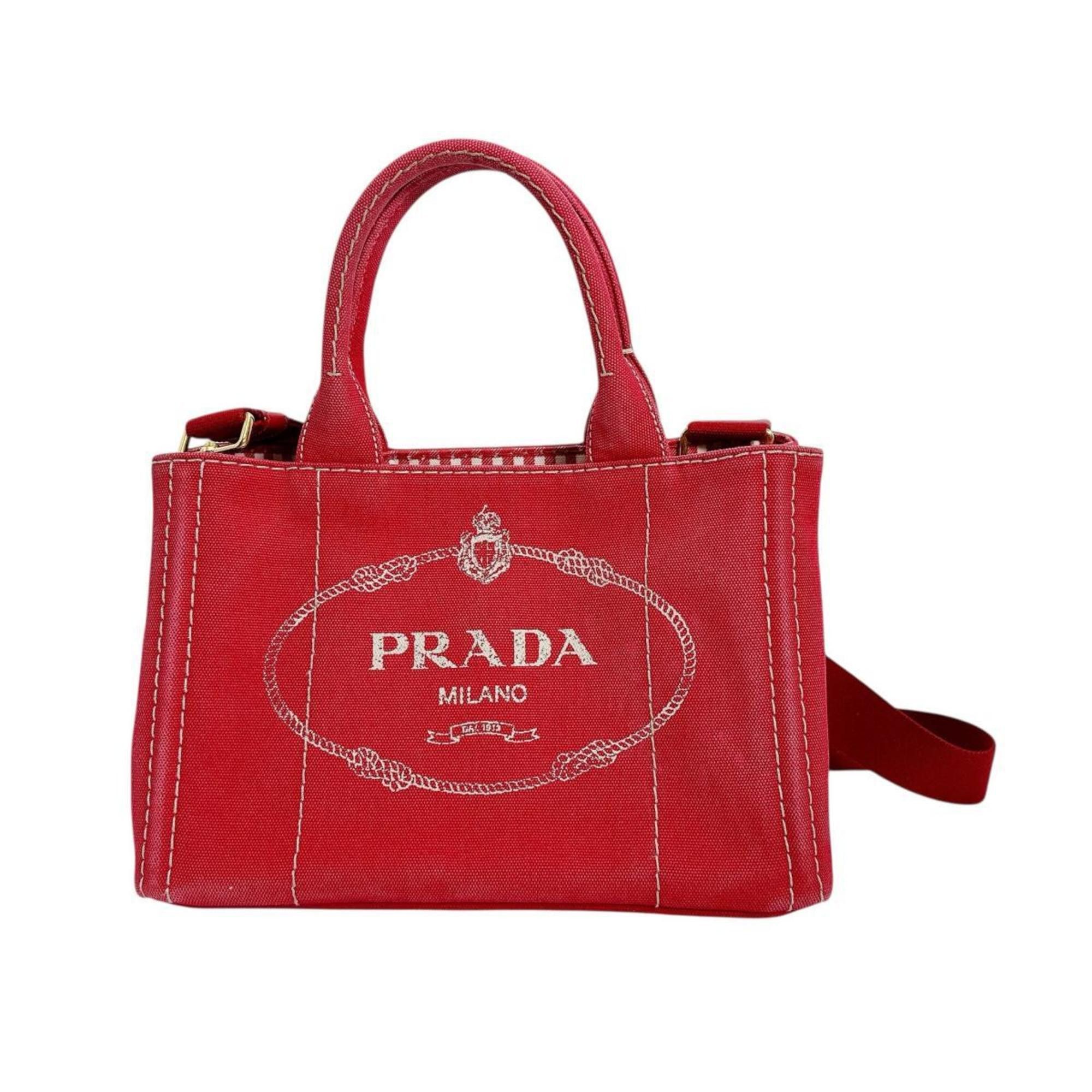 Prada PRADA Tote Bag 2way Mini Canapa Canvas BN2439 Red Size ONE SIZE - 2 Thumbnail