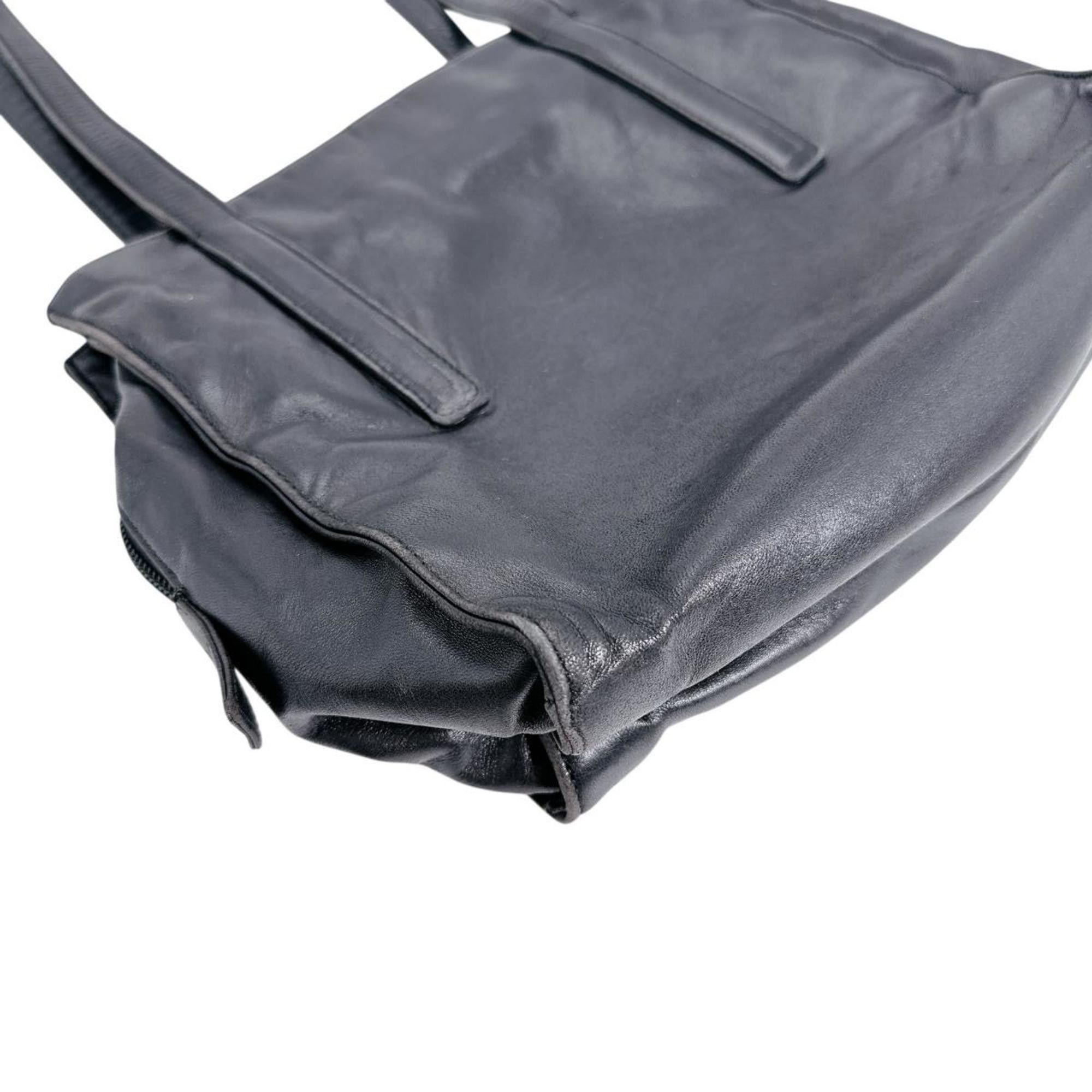 Prada PRADA Tote Bag Logo Embossed Leather Black Size ONE SIZE - 8 Thumbnail