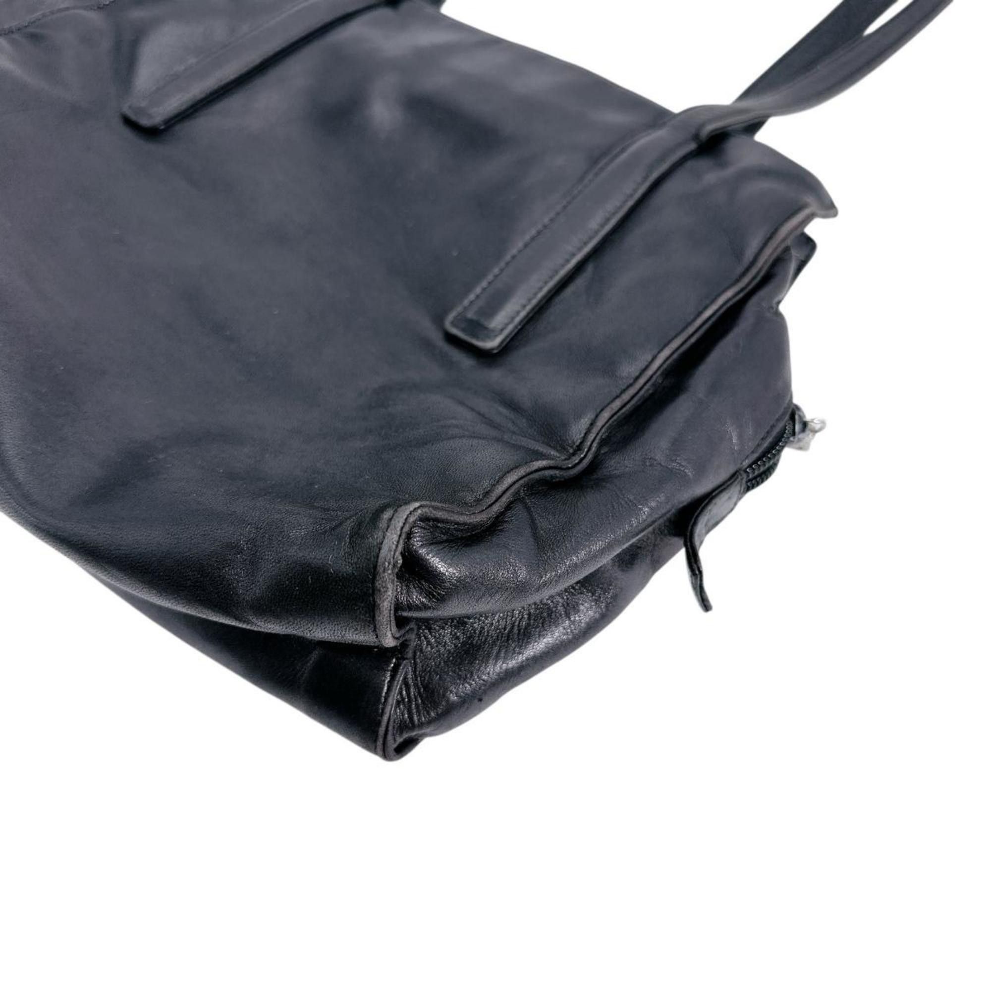 Prada PRADA Tote Bag Logo Embossed Leather Black Size ONE SIZE - 7 Thumbnail
