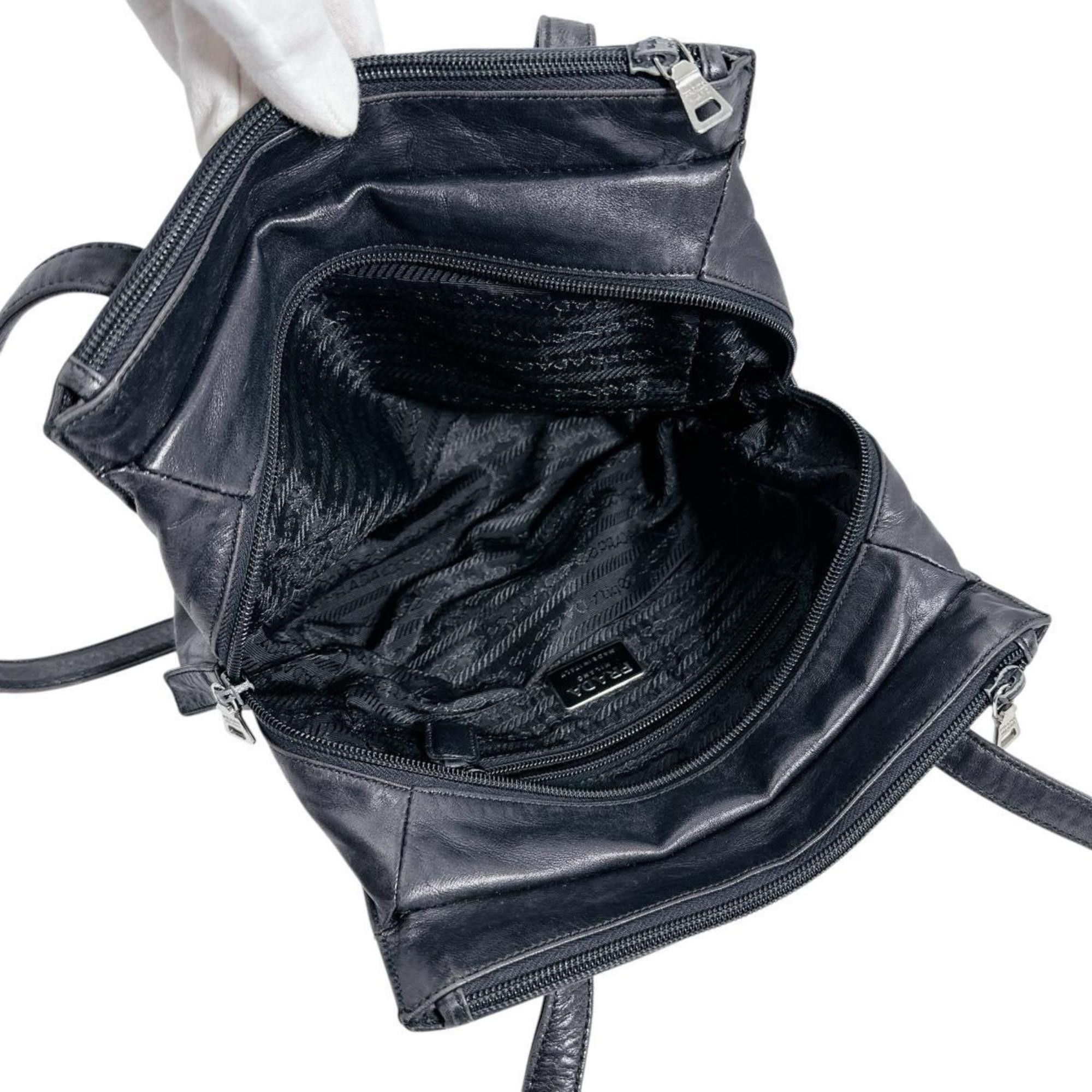 Prada PRADA Tote Bag Logo Embossed Leather Black Size ONE SIZE - 10 Thumbnail