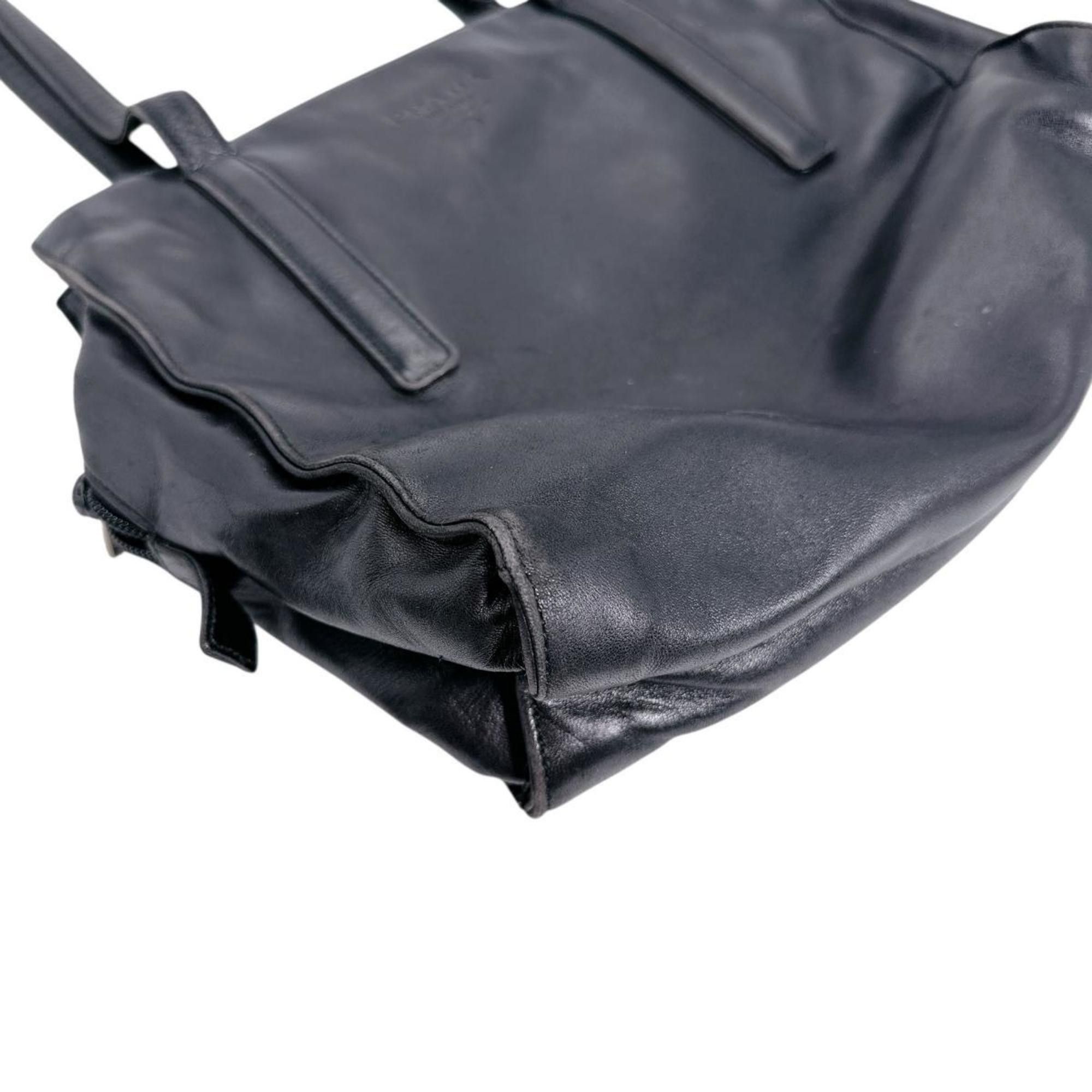 Prada PRADA Tote Bag Logo Embossed Leather Black Size ONE SIZE - 6 Thumbnail