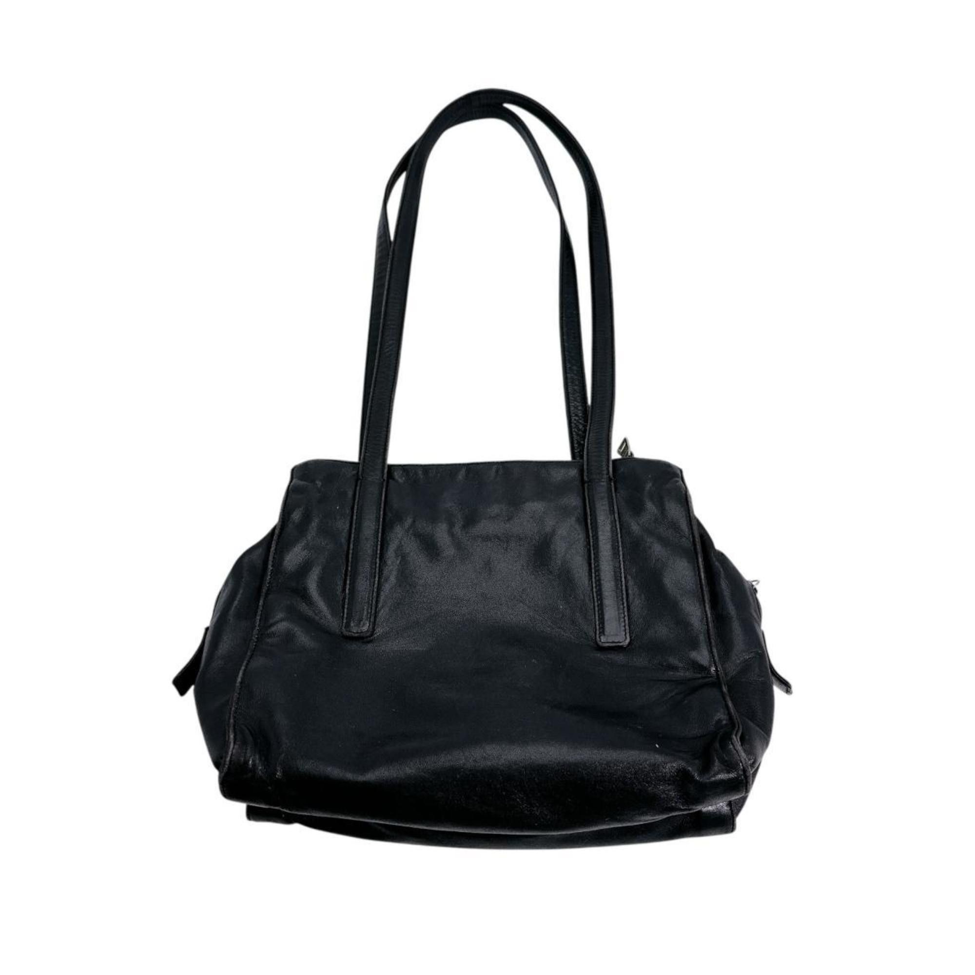 Prada PRADA Tote Bag Logo Embossed Leather Black Size ONE SIZE - 2 Thumbnail