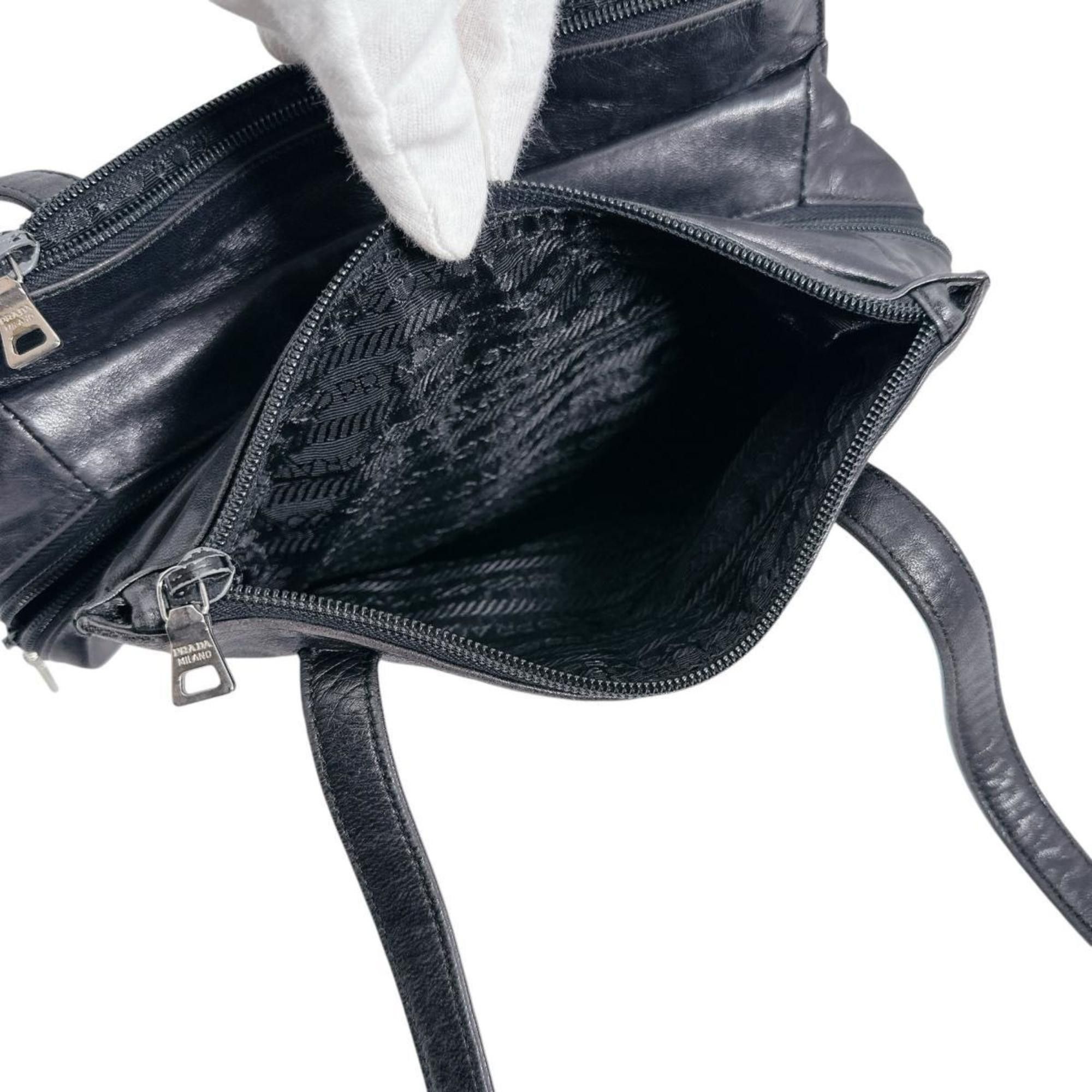 Prada PRADA Tote Bag Logo Embossed Leather Black Size ONE SIZE - 12 Thumbnail