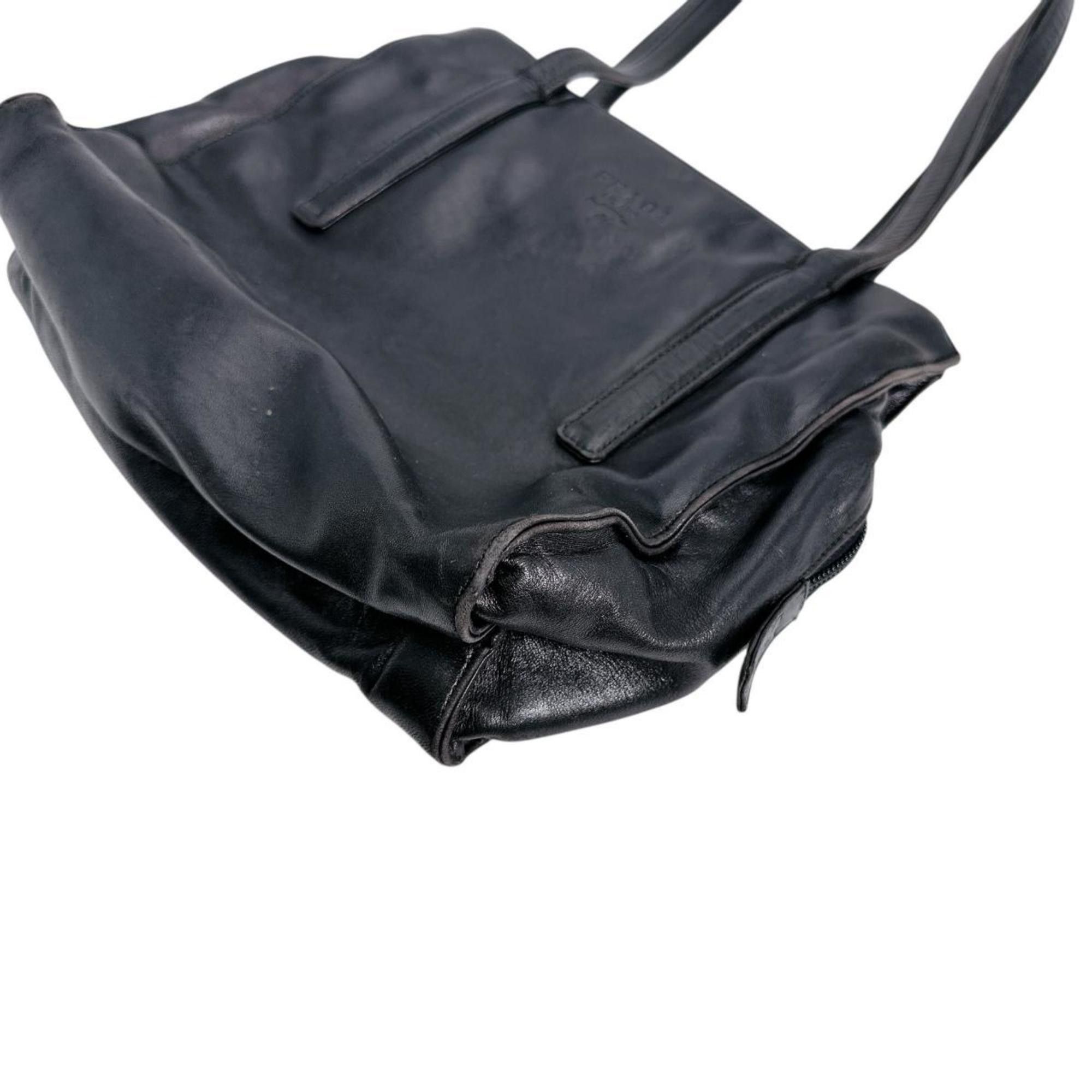 Prada PRADA Tote Bag Logo Embossed Leather Black Size ONE SIZE - 5 Thumbnail