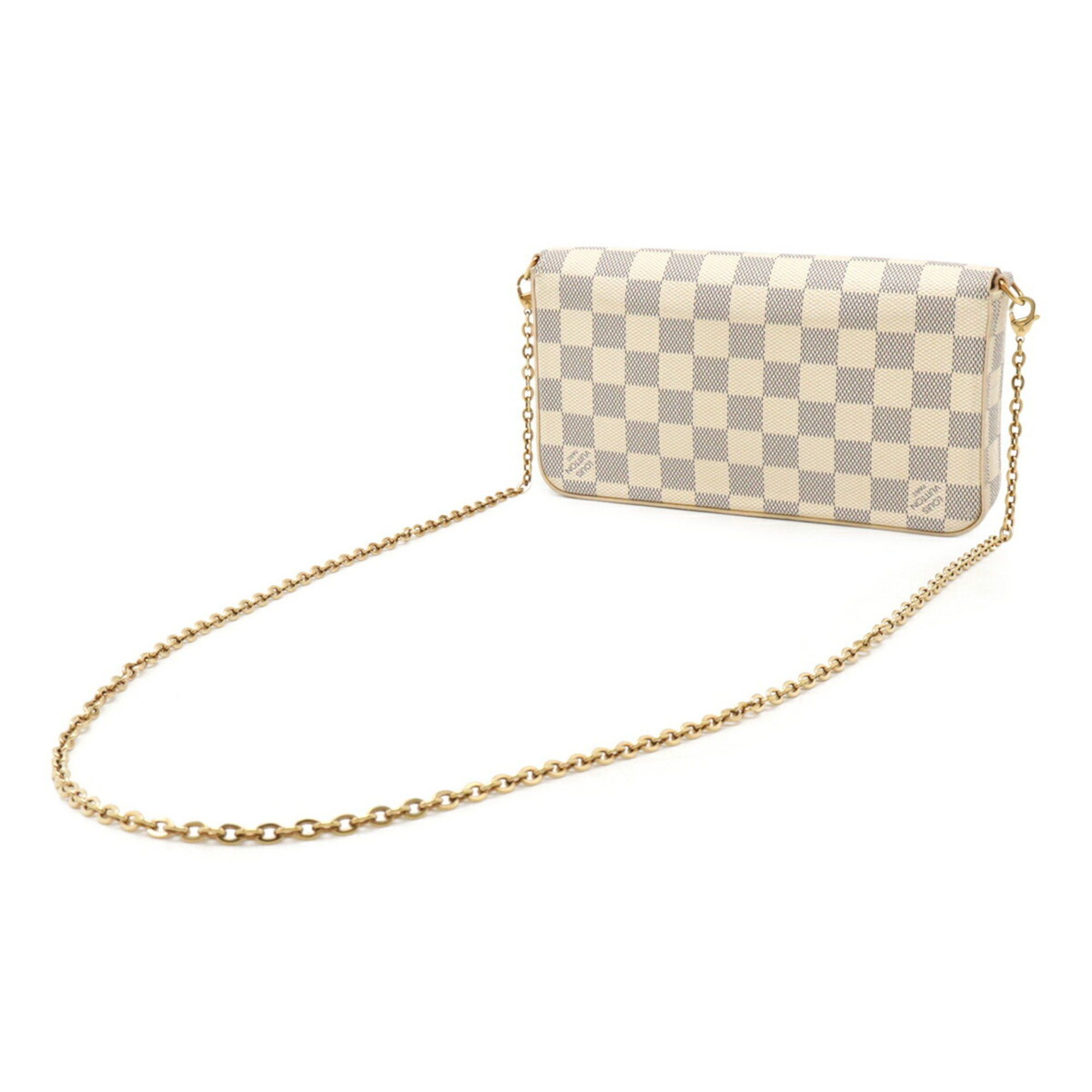 Louis Vuitton LOUIS VUITTON Damier Azur Pochette Felicie Shoulder Bag Chain Clutch N63106 Size ONE SIZE - 3 Thumbnail