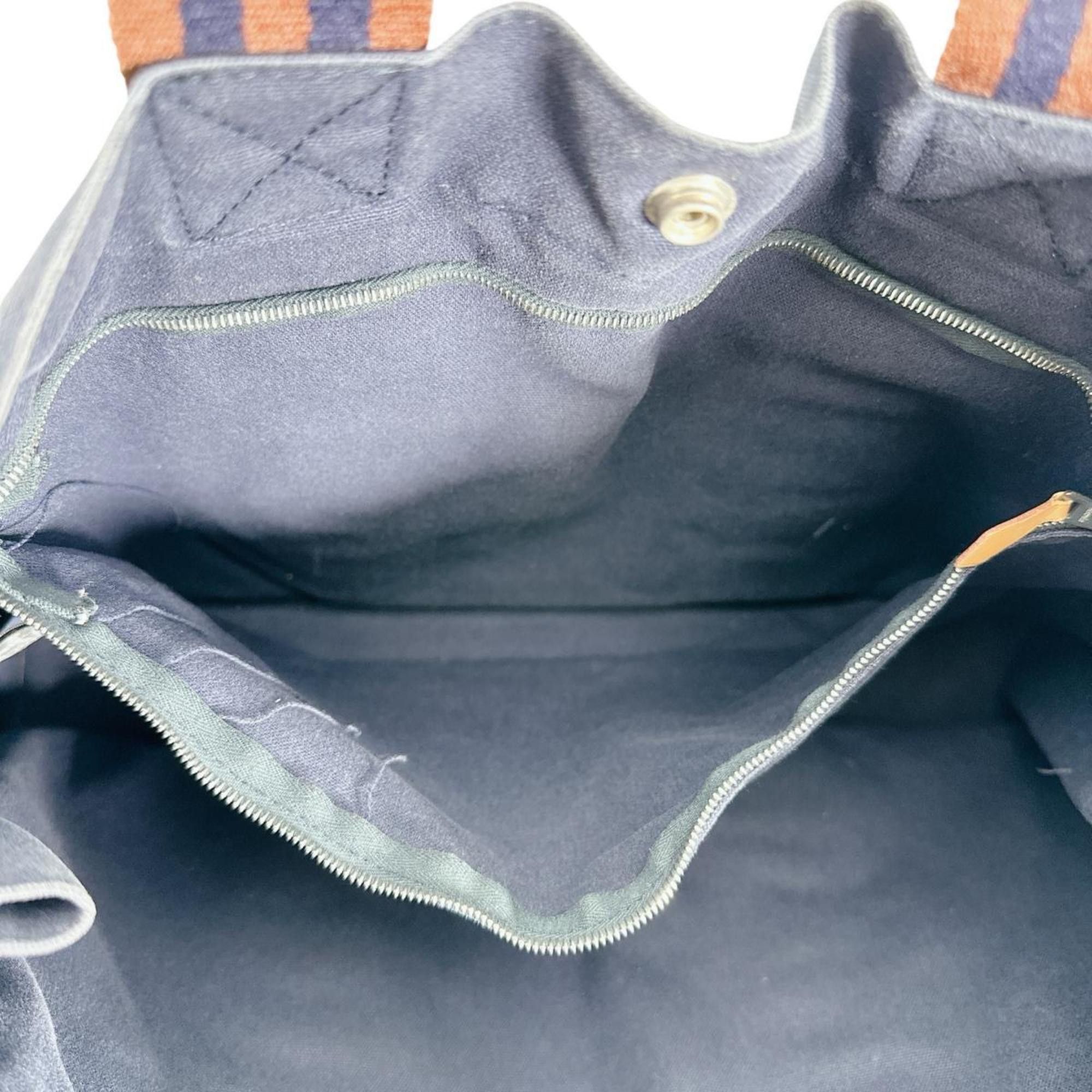 Hermes Hermes Tote Bag Handbag Business Foule MM Cotton Navy Size ONE SIZE - 9 Thumbnail