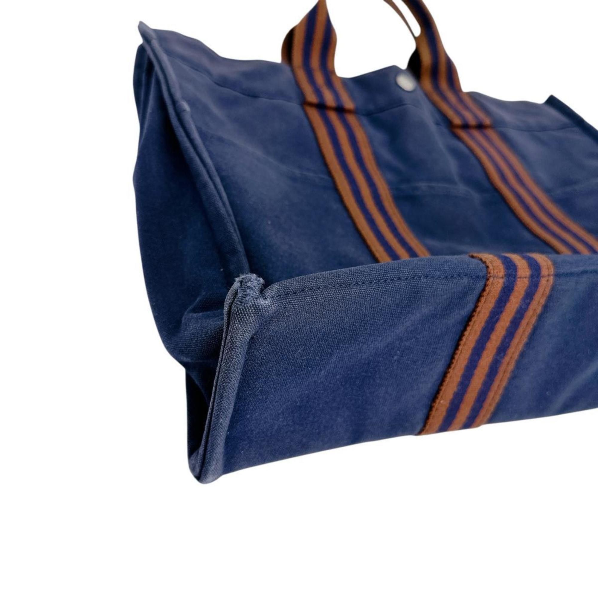 Hermes Hermes Tote Bag Handbag Business Foule MM Cotton Navy Size ONE SIZE - 5 Thumbnail