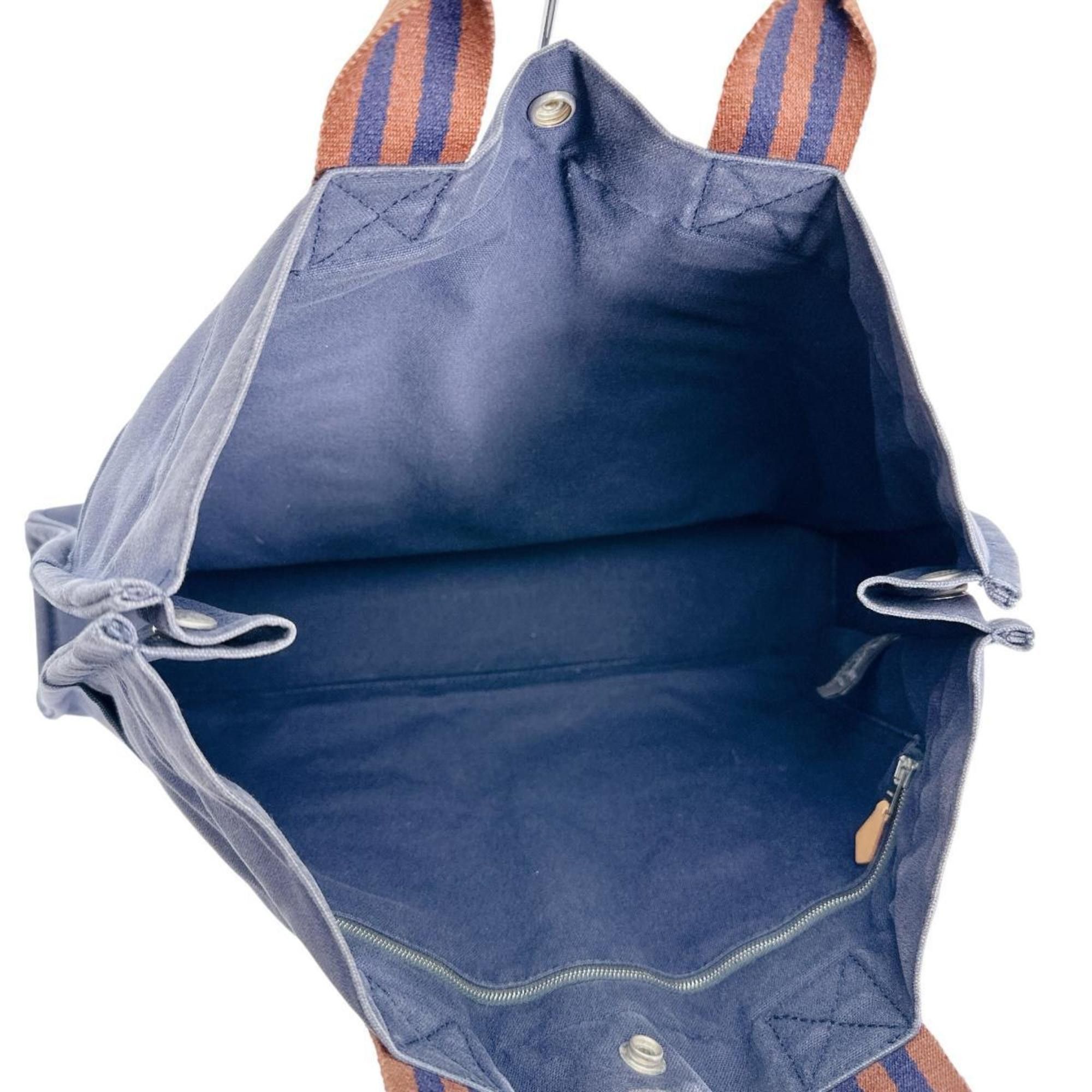 Hermes Hermes Tote Bag Handbag Business Foule MM Cotton Navy Size ONE SIZE - 8 Thumbnail