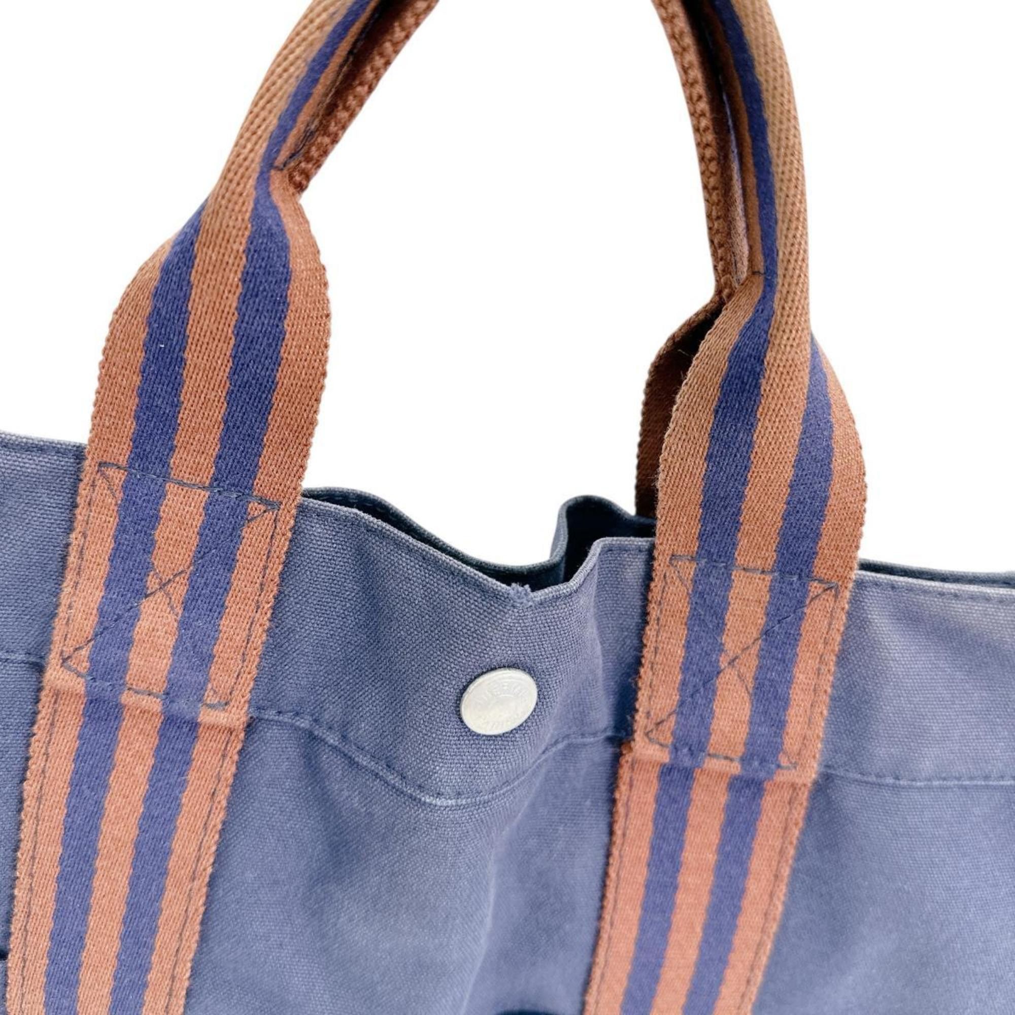 Hermes Hermes Tote Bag Handbag Business Foule MM Cotton Navy Size ONE SIZE - 7 Thumbnail
