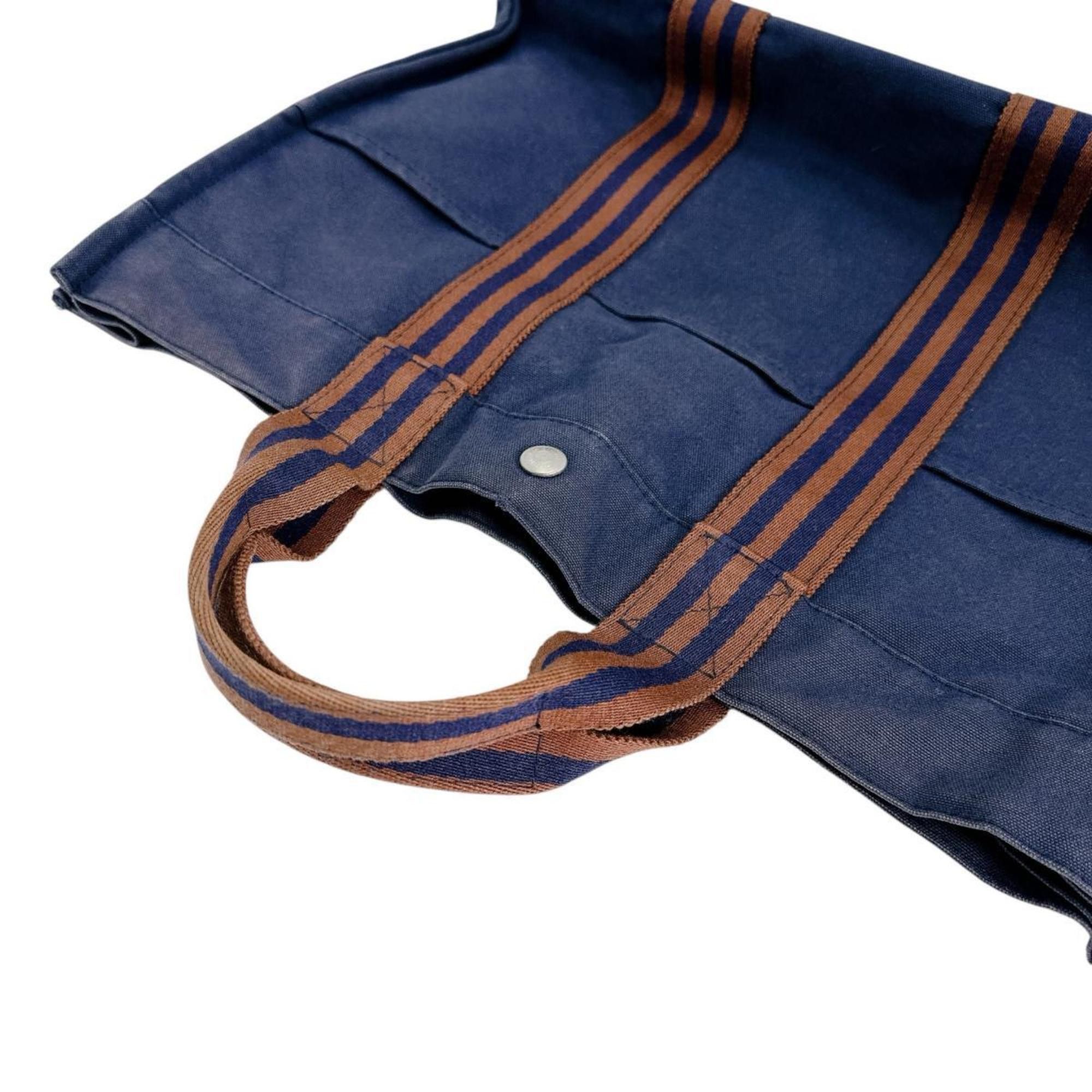 Hermes Hermes Tote Bag Handbag Business Foule MM Cotton Navy Size ONE SIZE - 6 Thumbnail