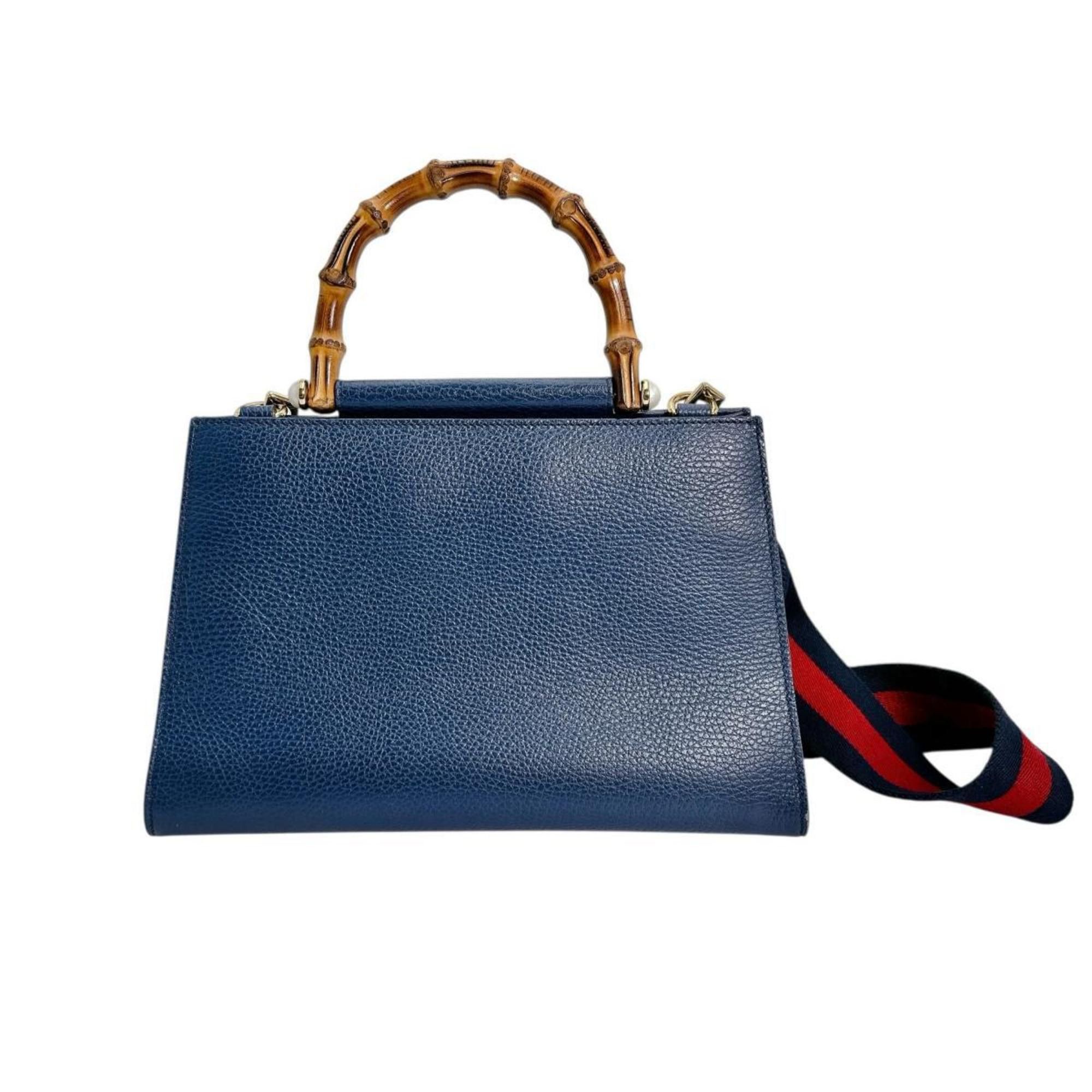 Gucci GUCCI Handbag Bamboo Leather 2way 470271 Blue Size ONE SIZE - 2 Thumbnail