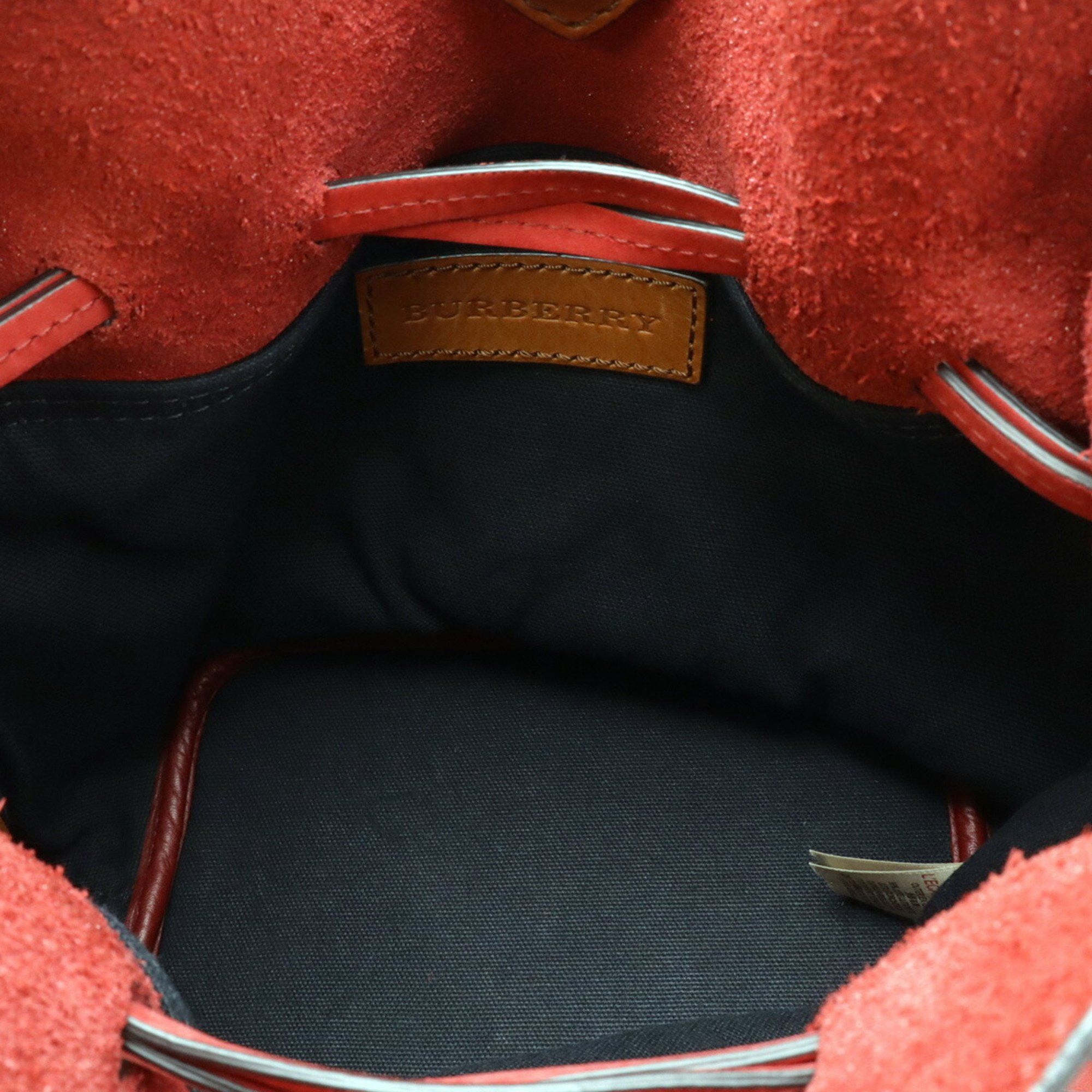 Burberry BURBERRY Nova Check Pattern Shoulder Bag Suede Canvas Leather Red Brown Size ONE SIZE - 8 Thumbnail